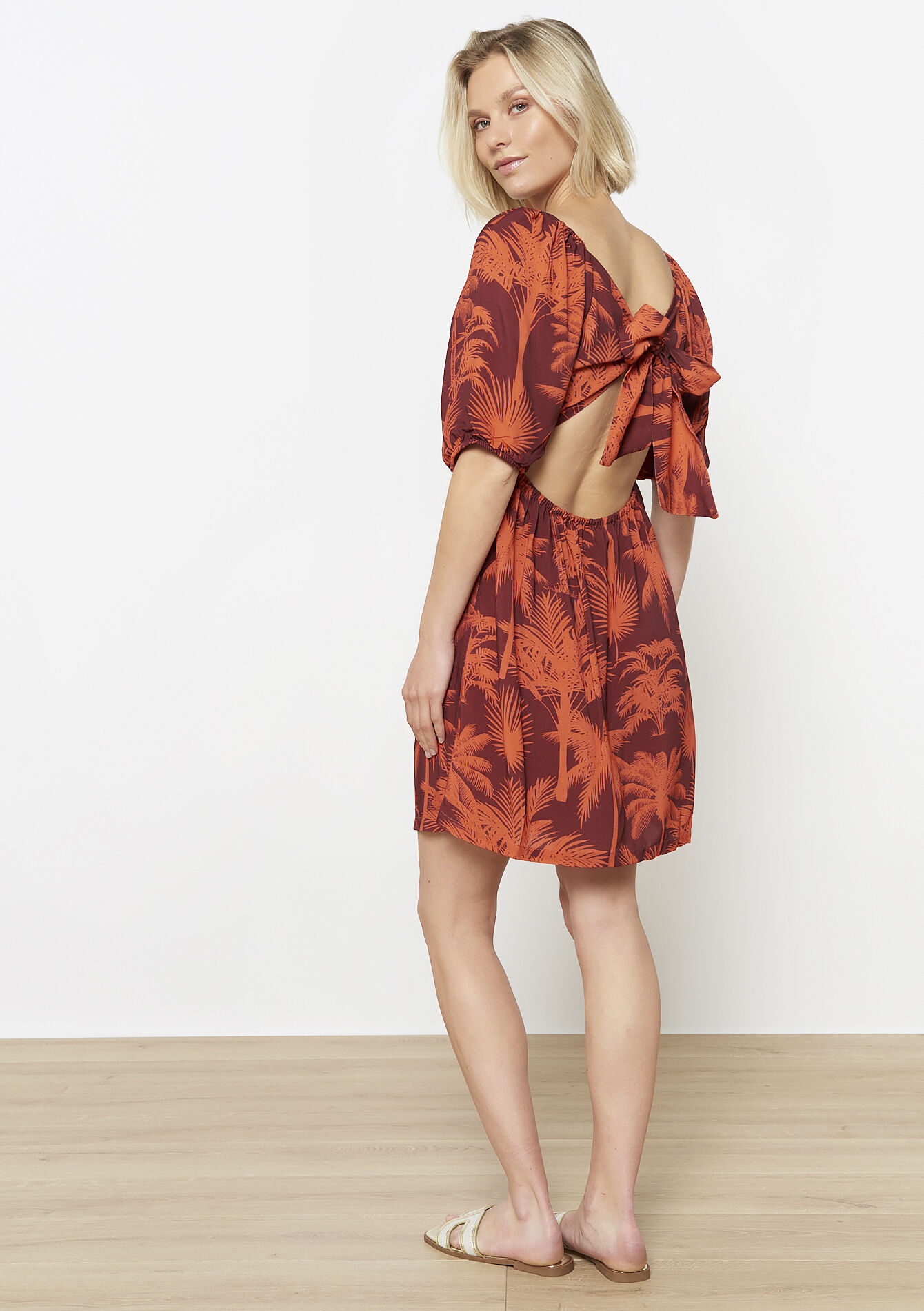 Robe tropicale à noeud, Robe tropicale à noeud - BRIQUE ORANGE - 08104104_1272