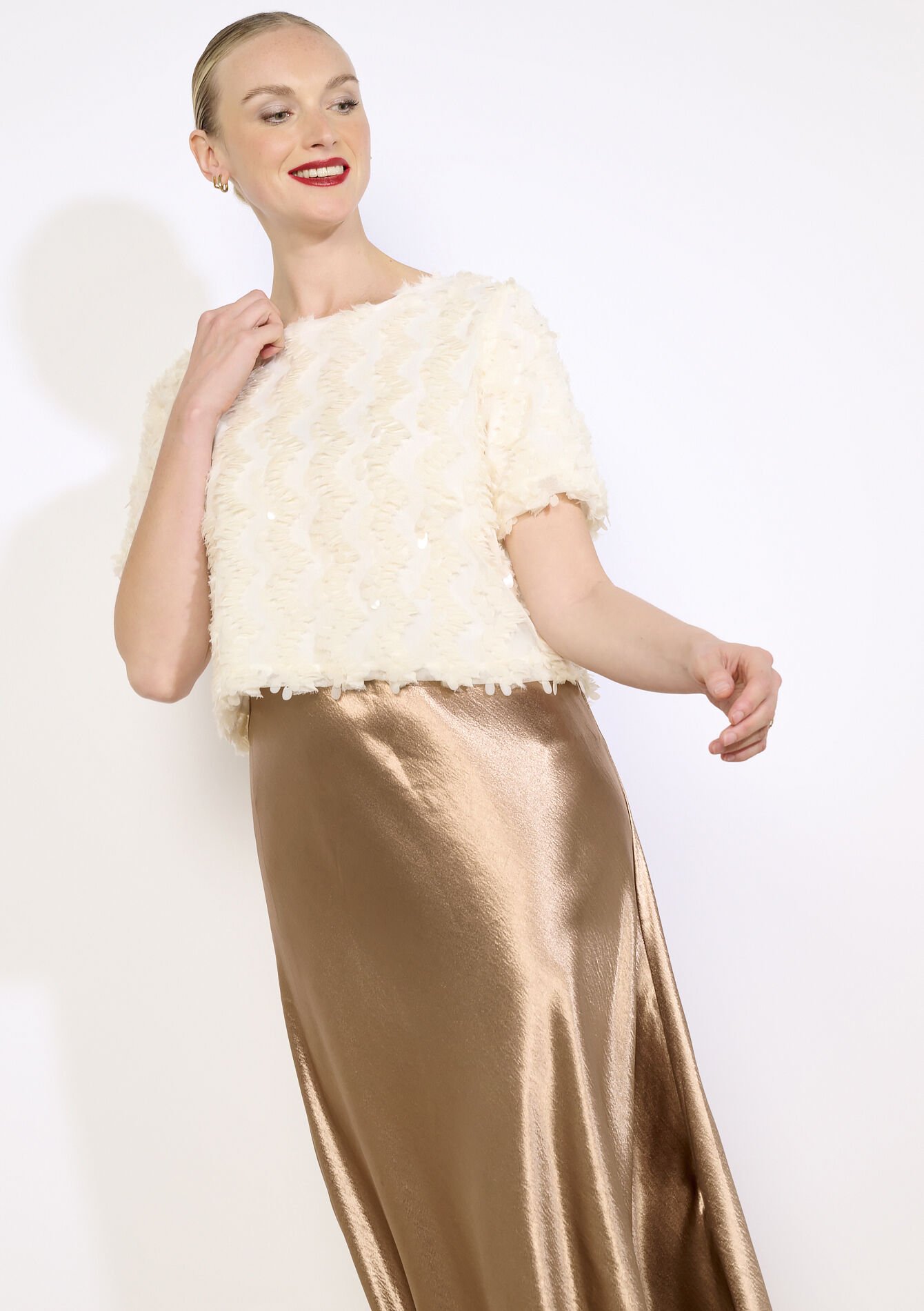 Top met paillettenstructuur, Top met paillettenstructuur - VANILLA WHITE - 02301972_1013