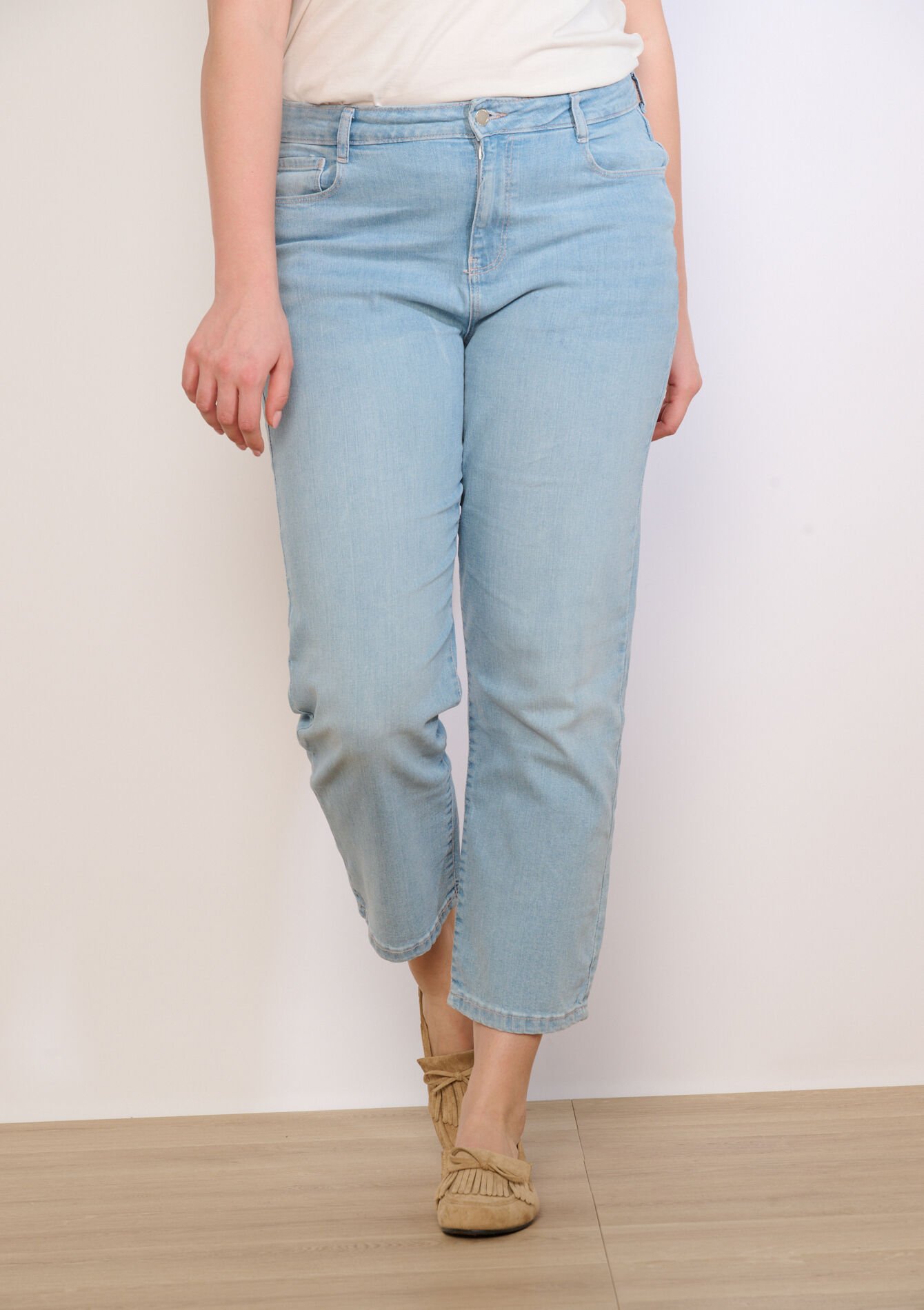 7/8 rechte jeans - BLUE BLEACHED - 22000636_0502