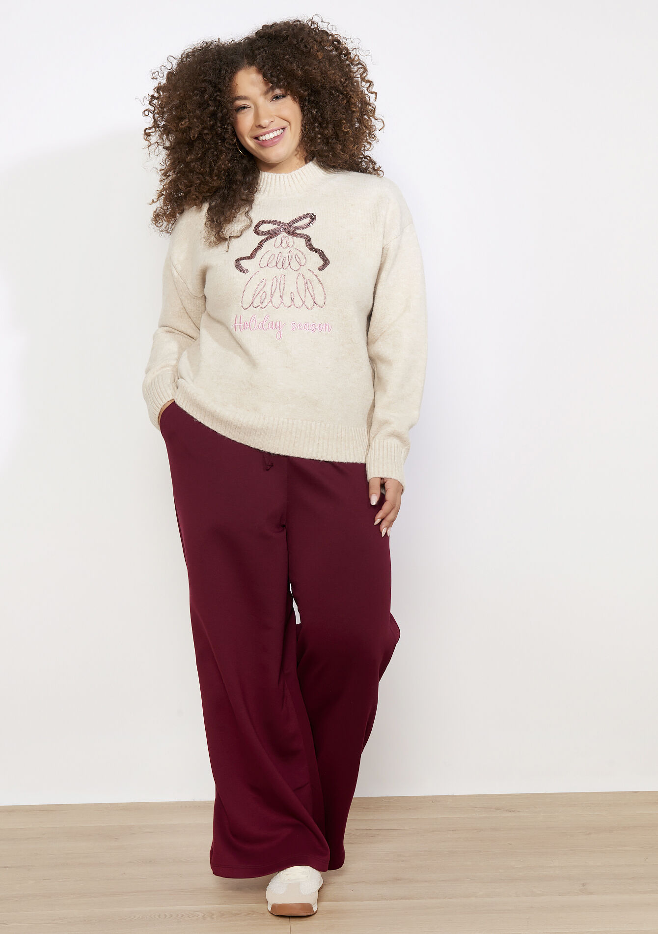 Trui met pailletten en textuur, , back