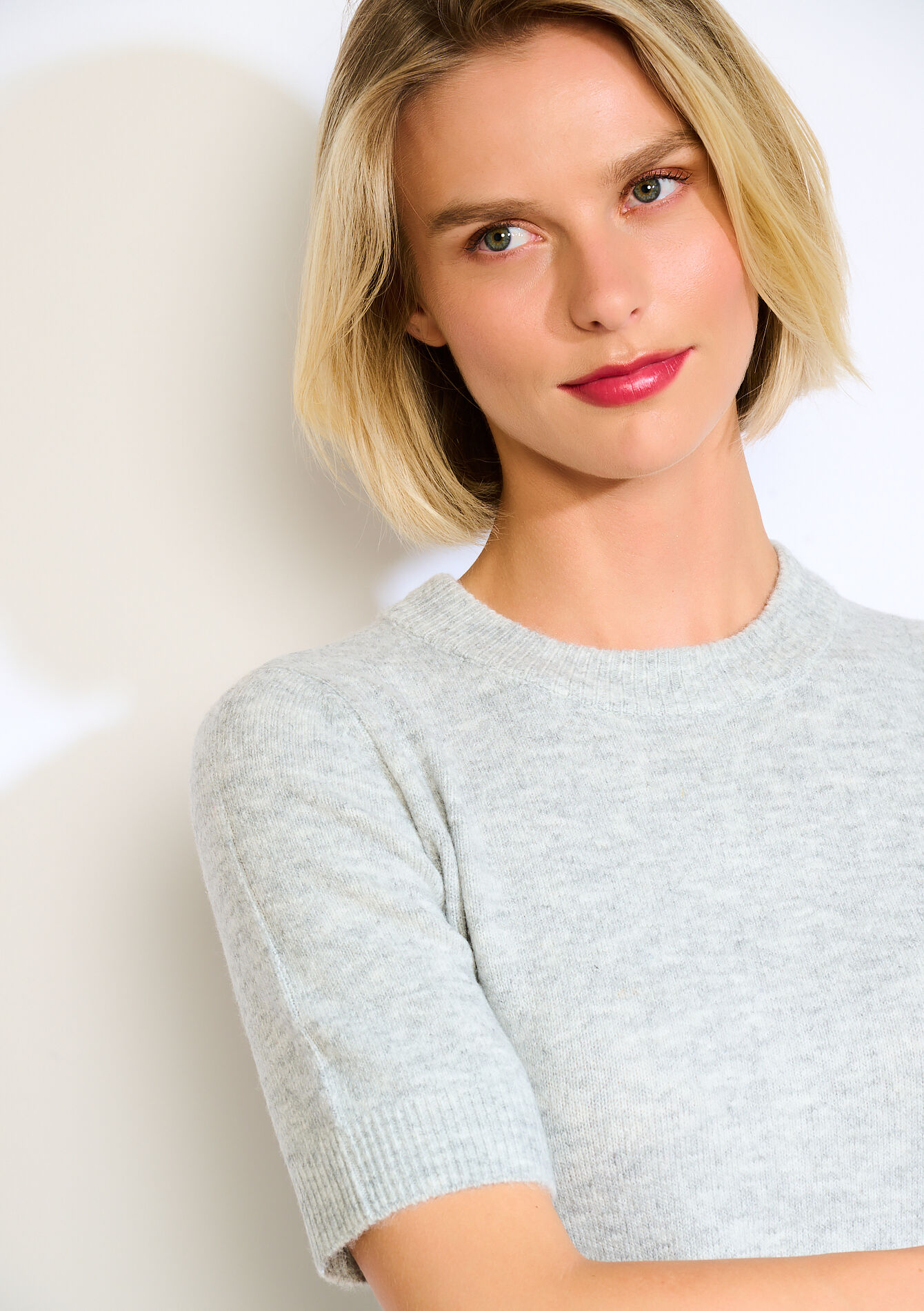 Trui met korte mouwen - LT GREY MEL - 04006972_1081