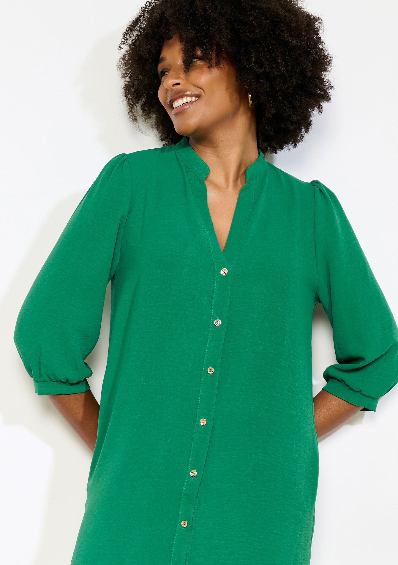 Vlotte overhemdjurk, Vlotte overhemdjurk - GREEN EMERALD - 08104468_4511