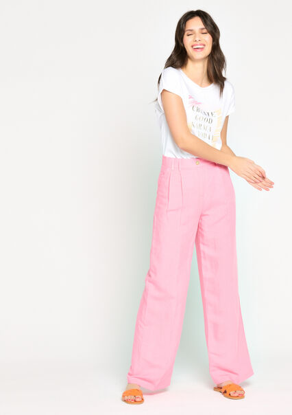Linen pants - PINK BUBBLEGUM - 06100516_1477