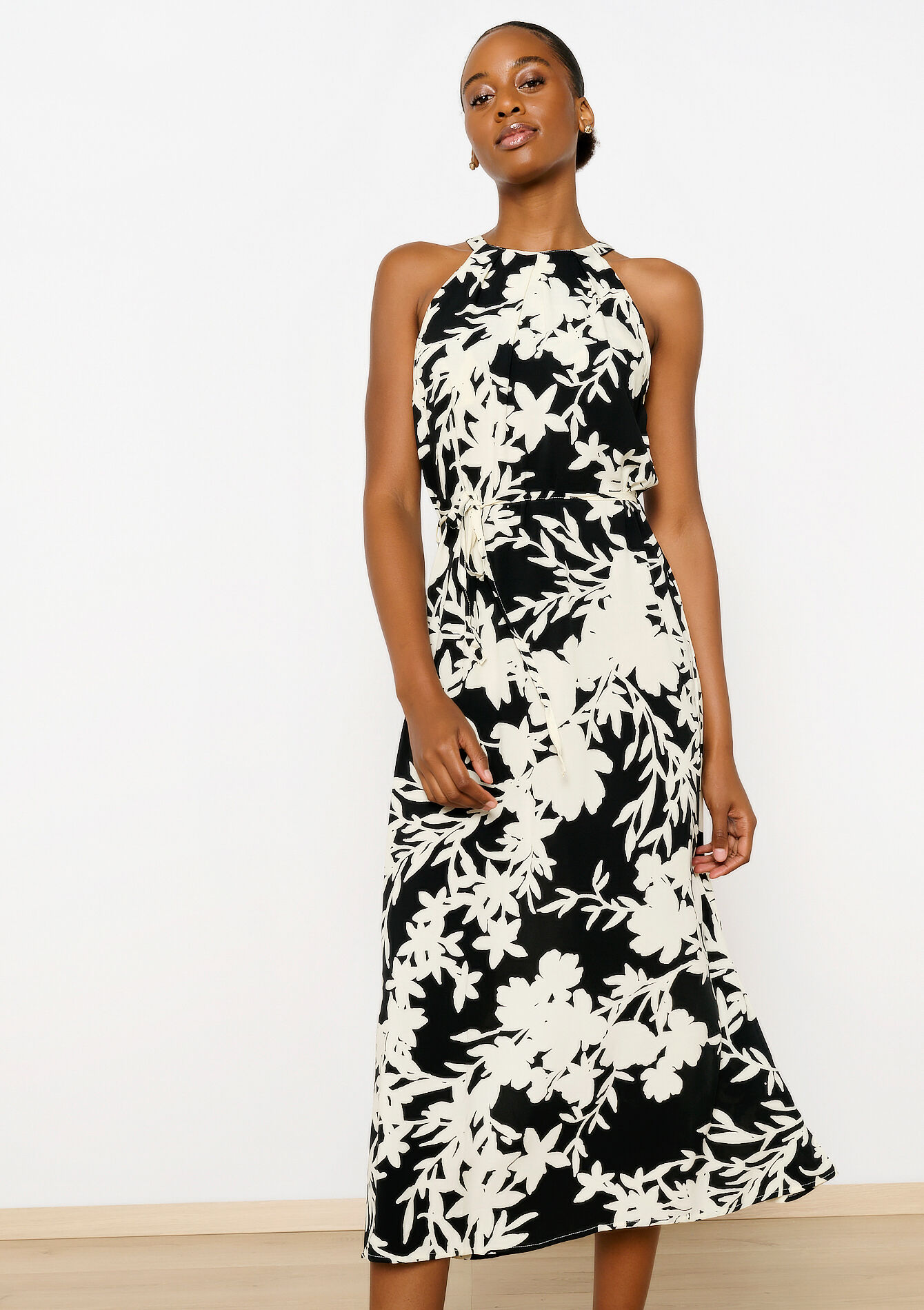 Halterjurk met bloemenprint, Halterjurk met bloemenprint - OFFWHITE - 08602244_1001