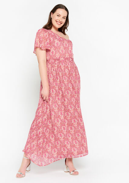 Maxi dress with floral print - RED LIPSTICK - 08601948_5310