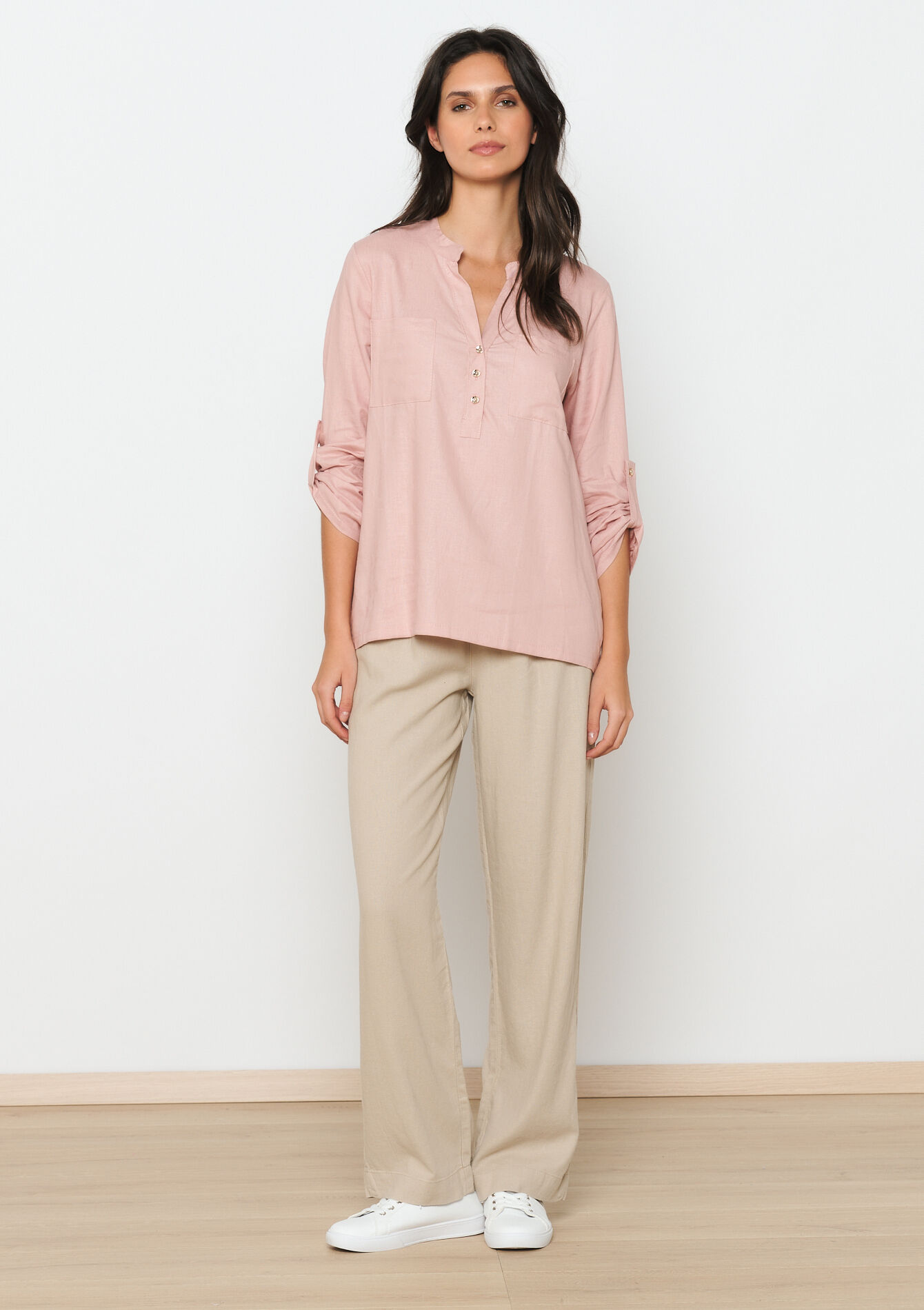 Hemd van linnenmix, Hemd van linnenmix - NUDE PINK - 05702482_1301