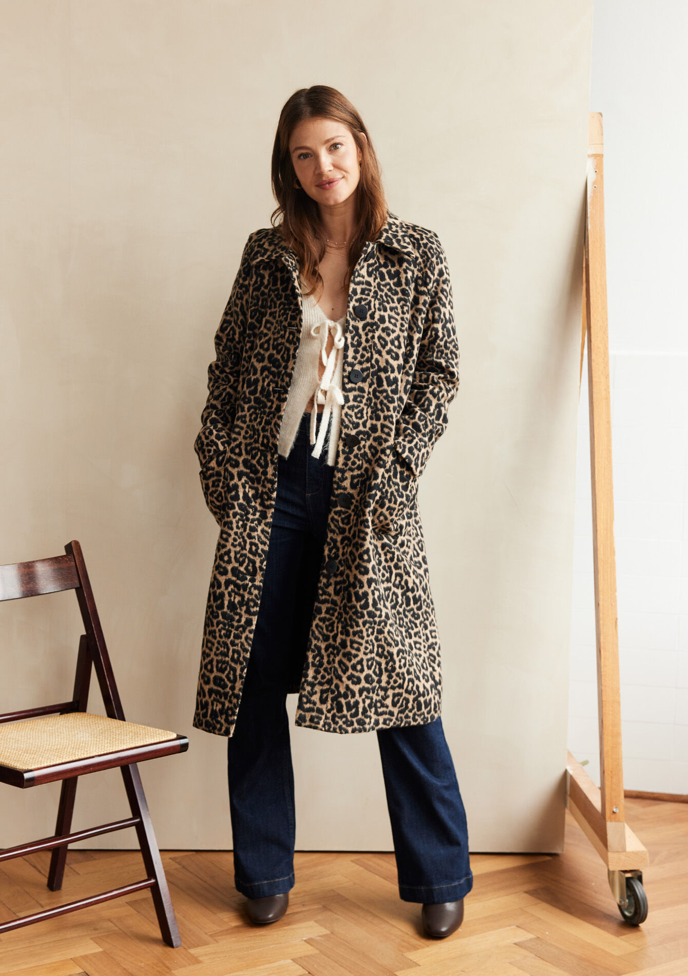 Manteau long à imprimé léopard - LIGHT CAMEL - 23000714_3814