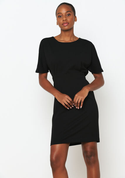 Korte jurk in scubastof - BLACK - 08103512_1119