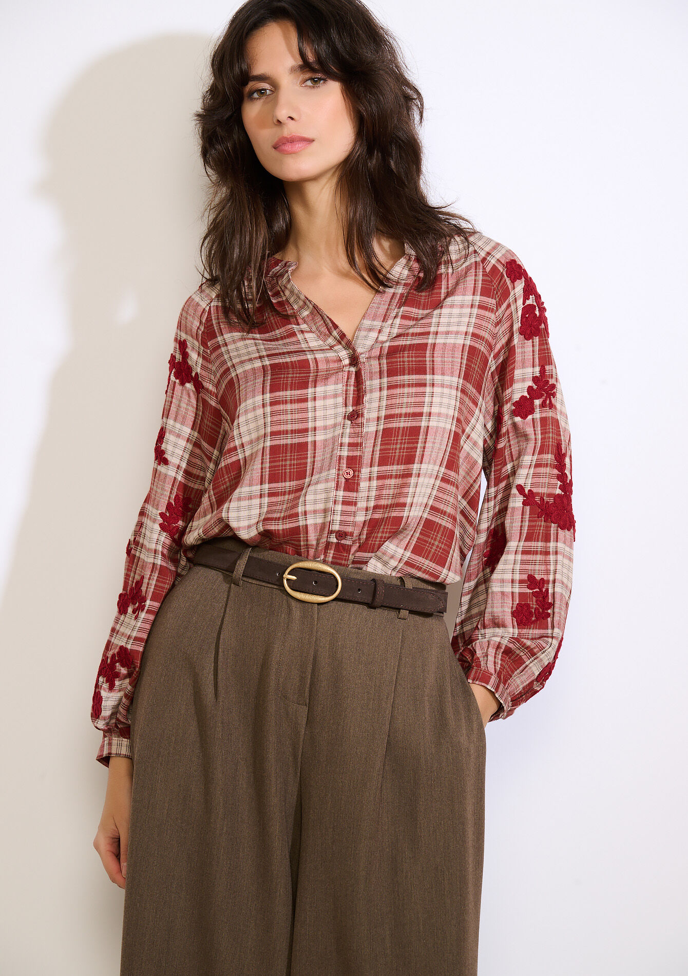 Ceinture en cuir boucle dorée, Ceinture en cuir boucle dorée - BROWN DARK CHOCOLATE - 14001955_3720