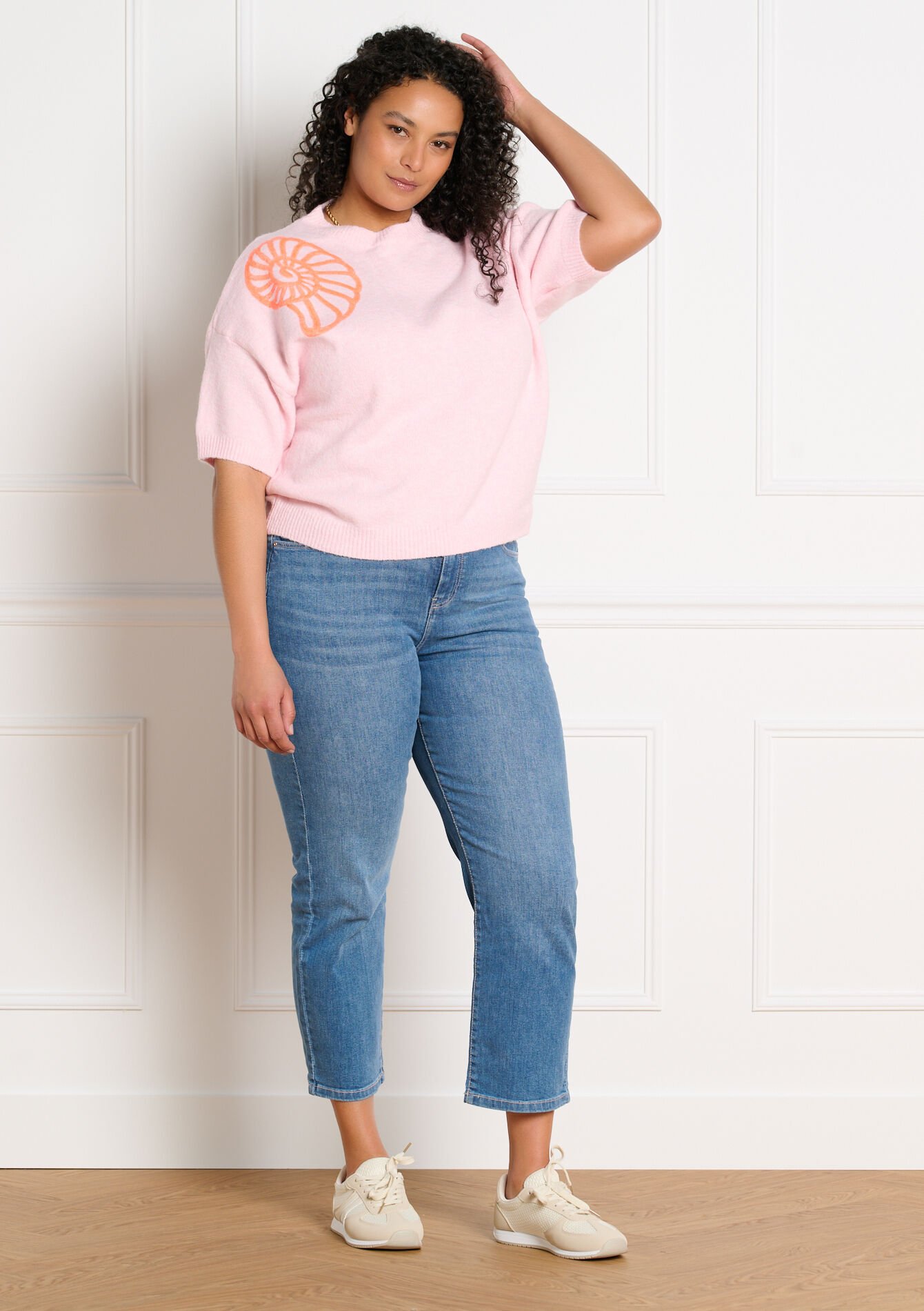 Trui met pailletten schelp, Trui met pailletten schelp - PINK BUBBLEGUM - 04007174_1477