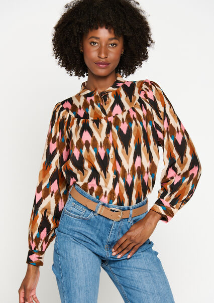 Blouse with print - CAMEL - 05702311_950