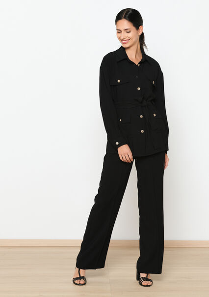 Dressy trousers with tencel look - BLACK - 06100604_1119