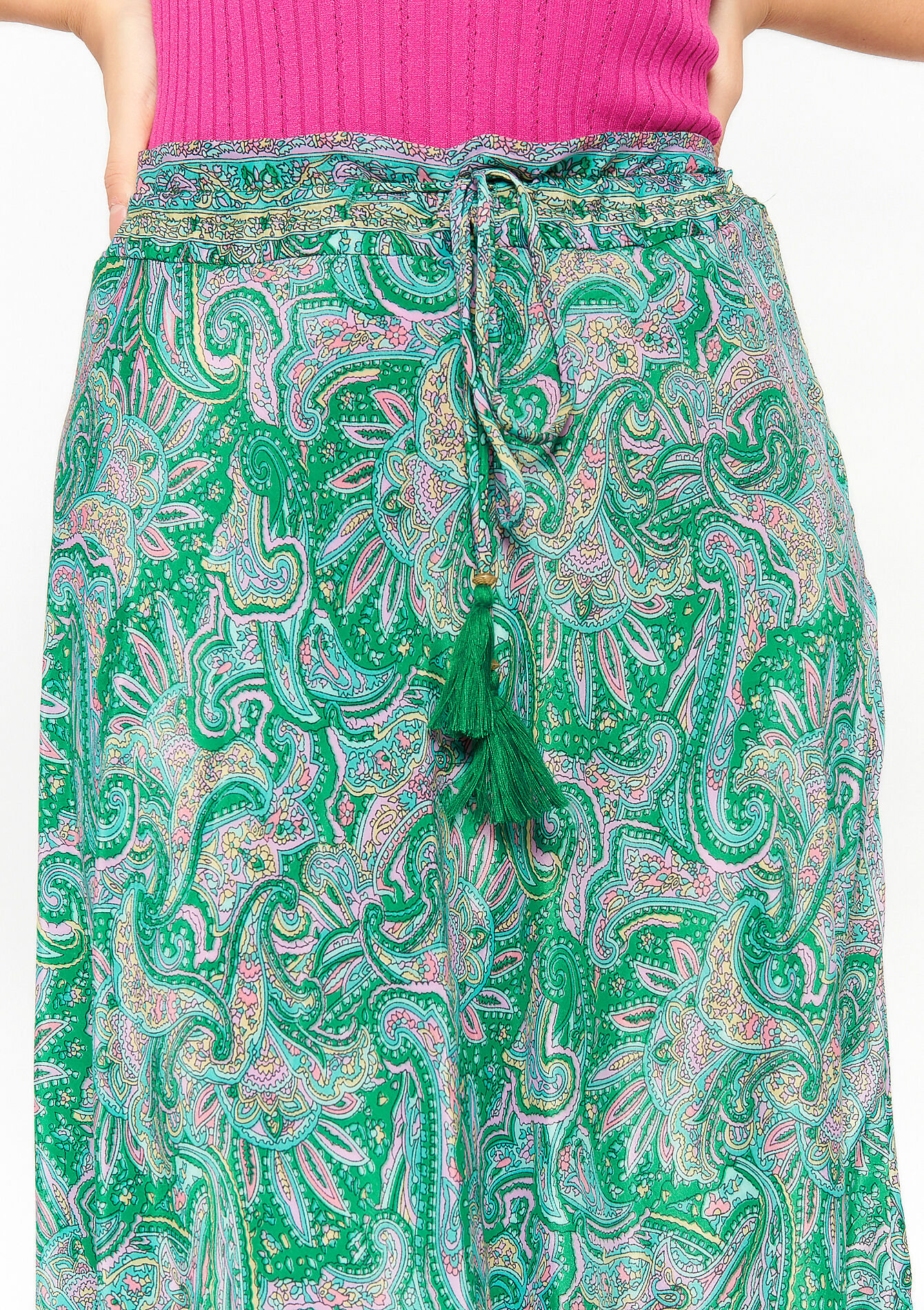 Maxi skirt with paisley print - GREEN APPLE - 07101059_1783