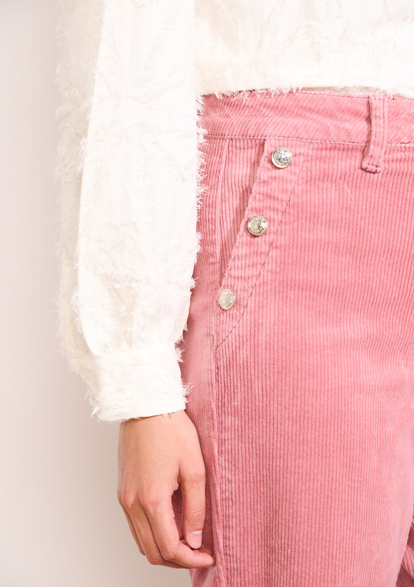 Corduroy broek met knopen, Corduroy broek met knopen - COSMETIC PINK - 06004599_5733