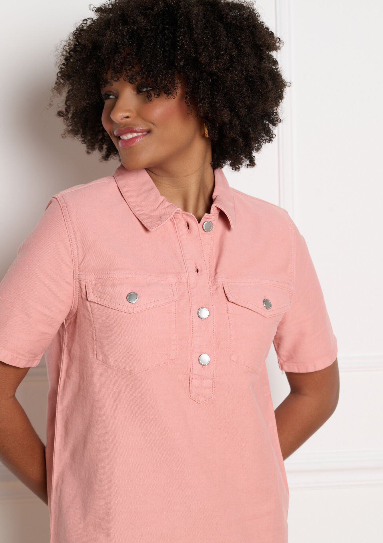 Jurk met broderie anglaise - NUDE PINK - 08104296_1301