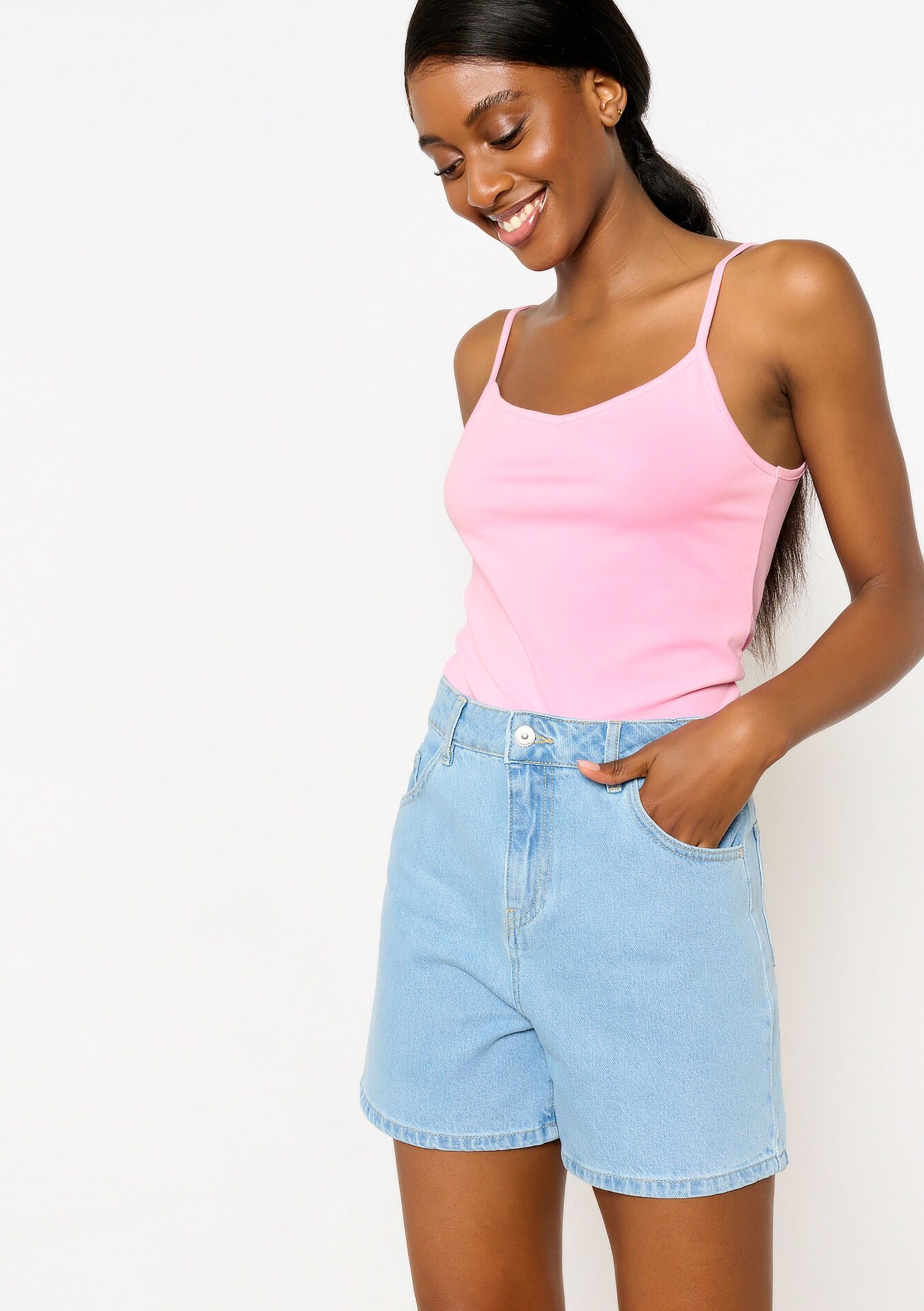 Top met spaghetti-bandjes, Top met spaghetti-bandjes - PINK BUBBLEGUM - 02200377_1477