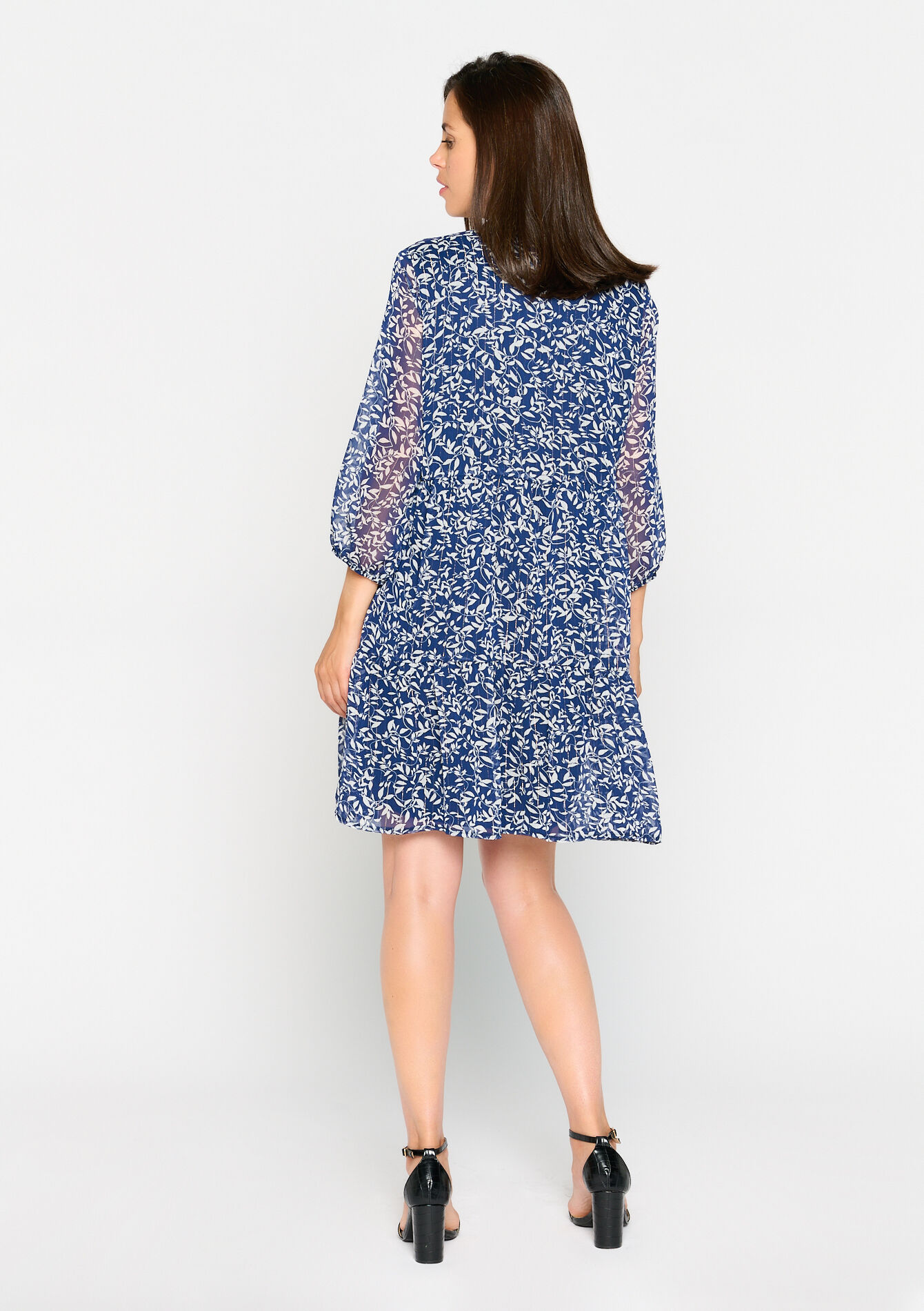 Robe à imprimé fleuri en lurex, Robe à imprimé fleuri en lurex - NAVY BASIC - 08102983_2723