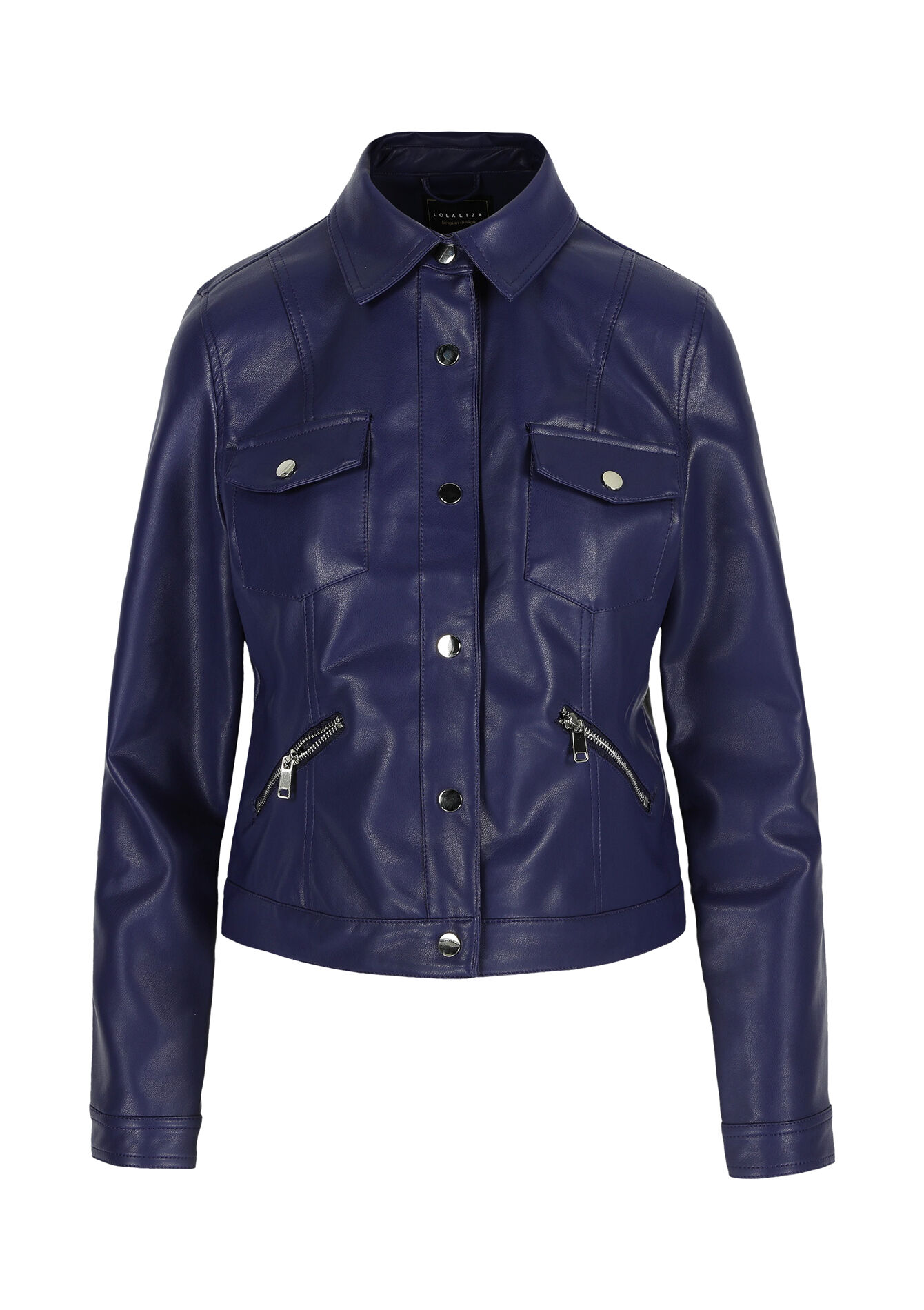 Jacket in faux leather, Jacket in faux leather - DARK BLUE - 09100763_0501