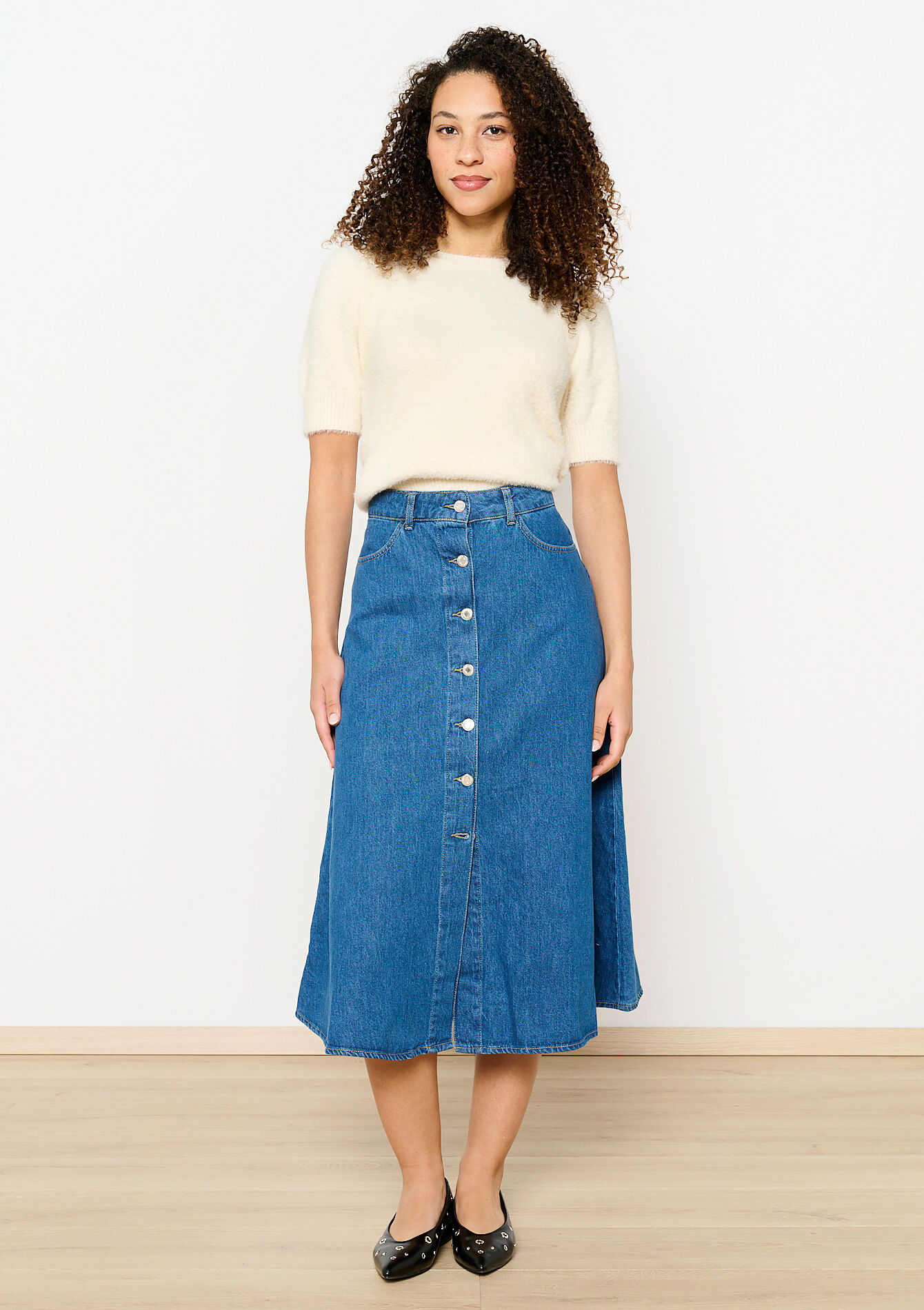 Eyelash sweater with short sleeves, Eyelash sweater with short sleeves - VANILLA WHITE - 04006825_1013