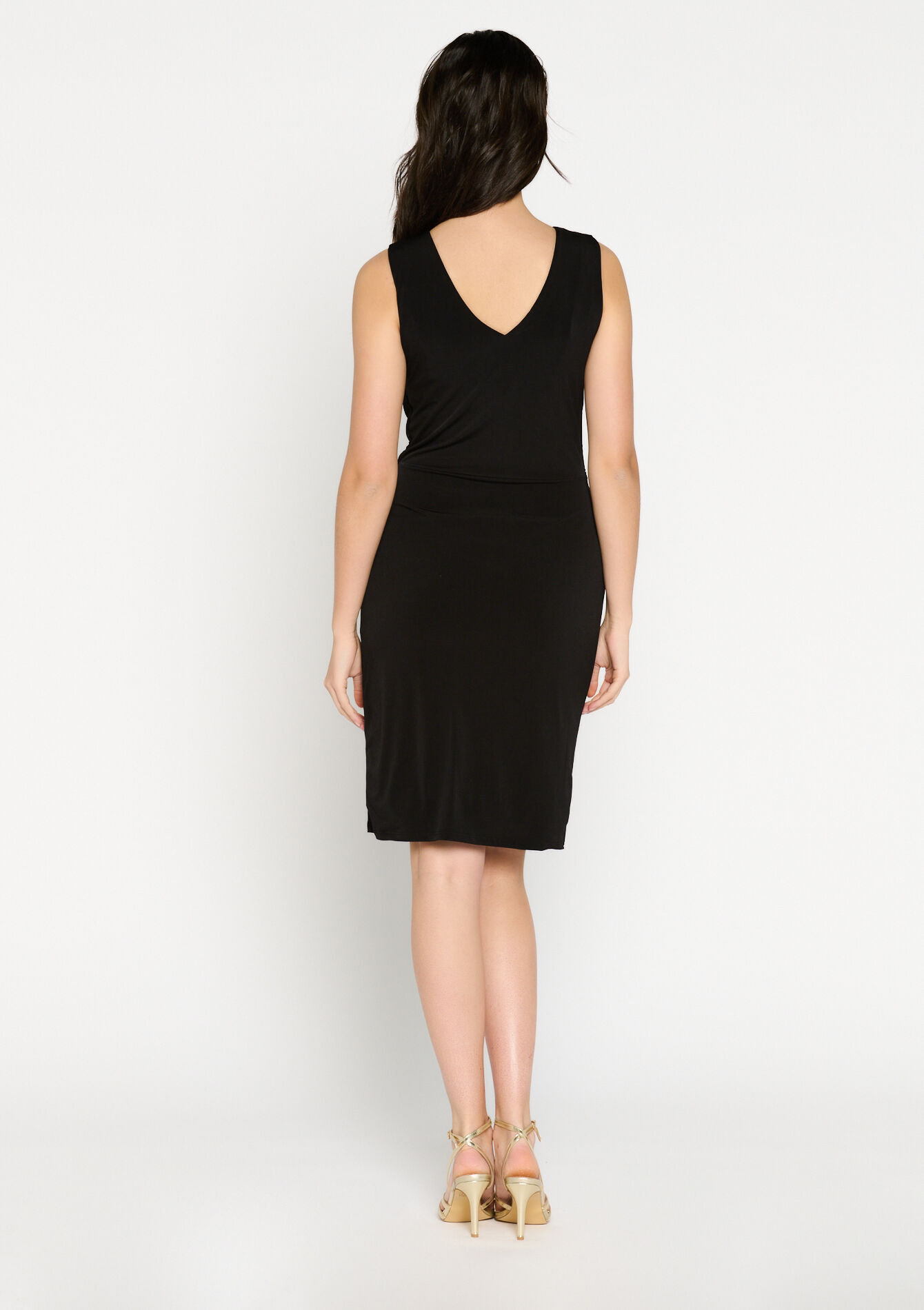 Midi dress with twisted knot, Midi dress with twisted knot - BLACK - 08103305_1119