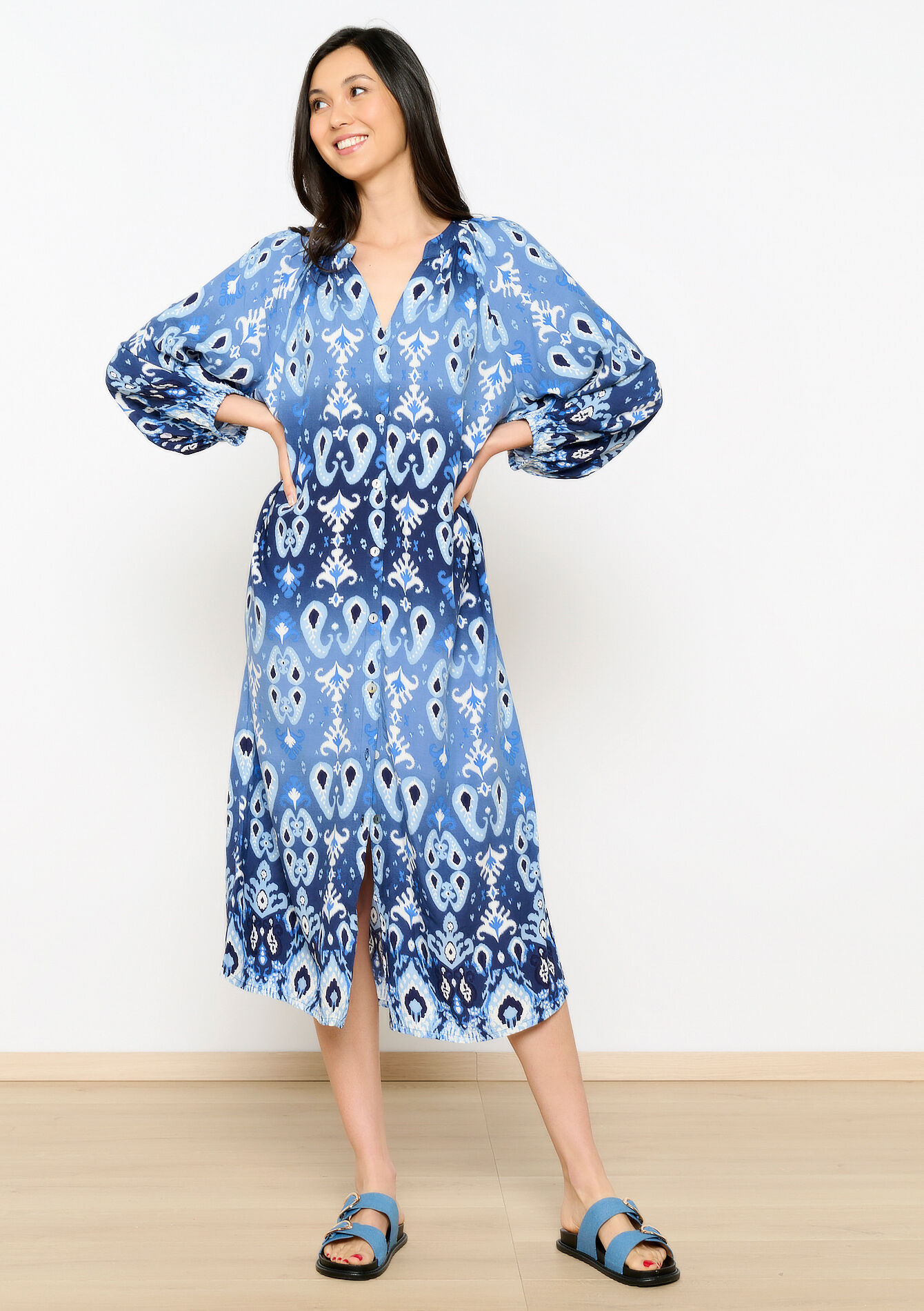 Robe caftan à imprimé, Robe caftan à imprimé - BLUE ALLURE - 08602228_2926
