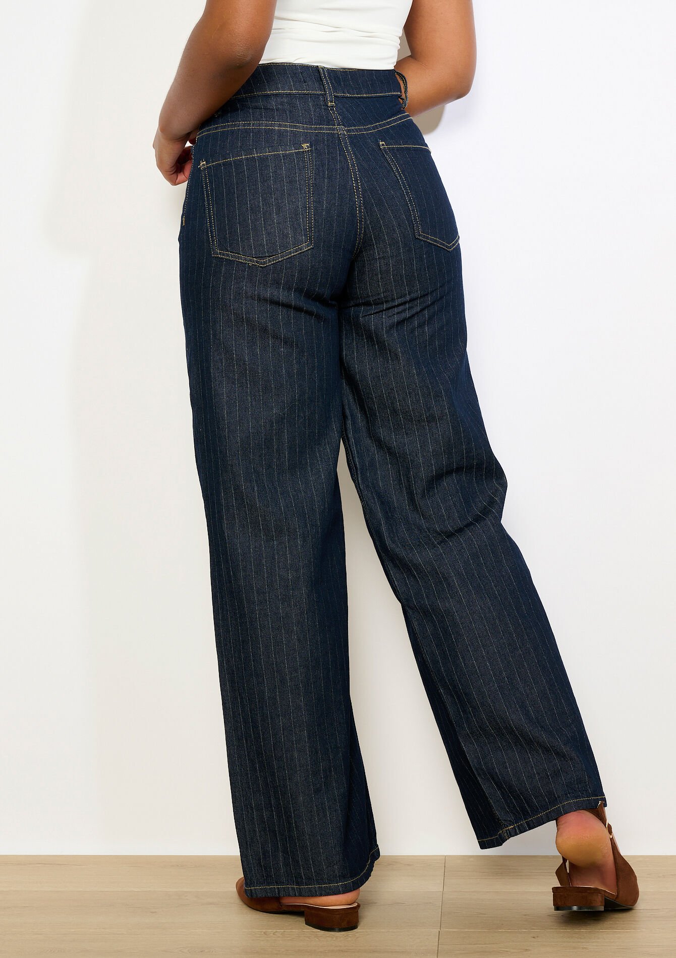 Jean large à rayures, Jean large à rayures - DARK BLUE - 22000660_0501