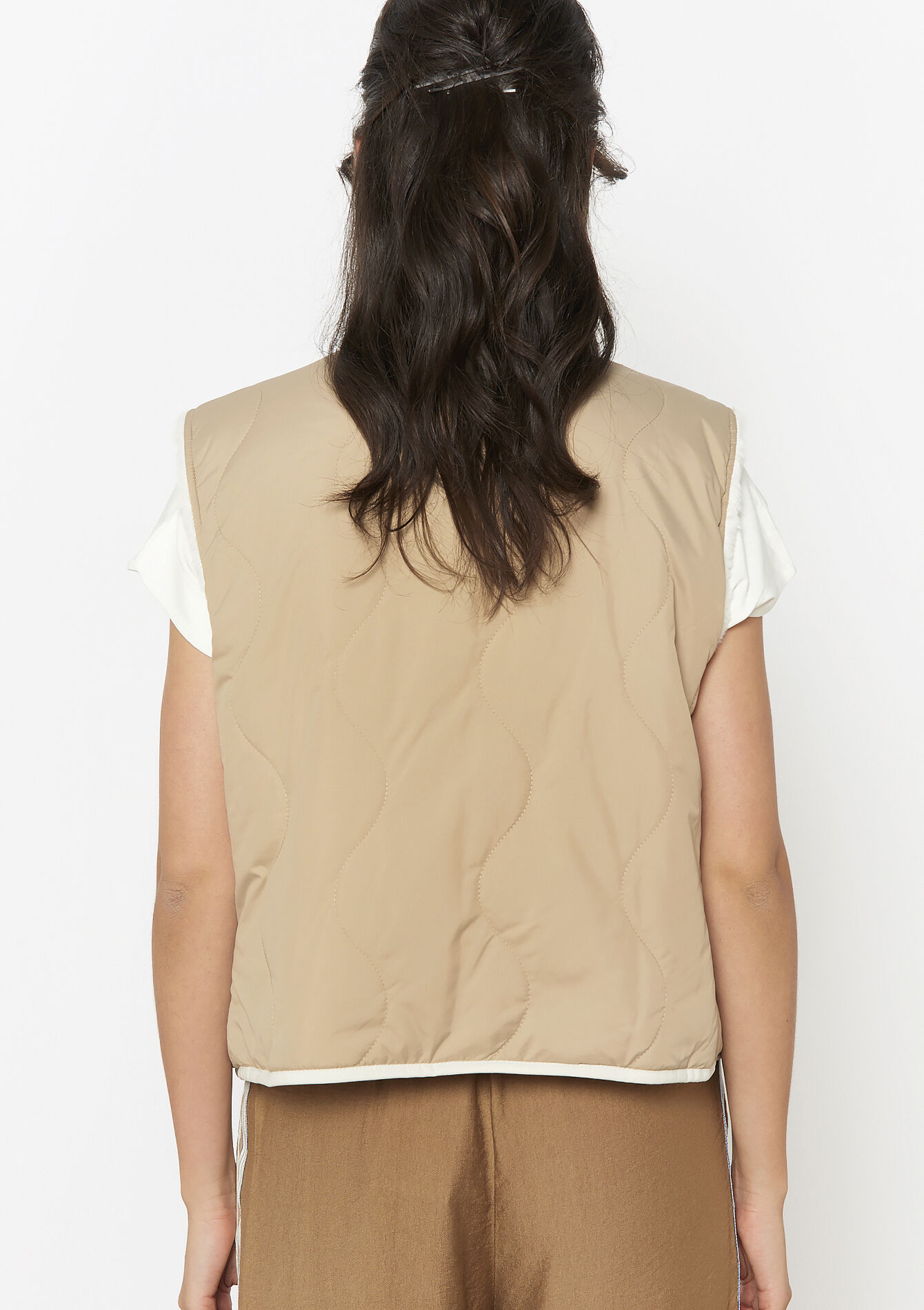 Omkeerbare mouwloze vest - BEIGE & OFF WHITE - 15100313_1938