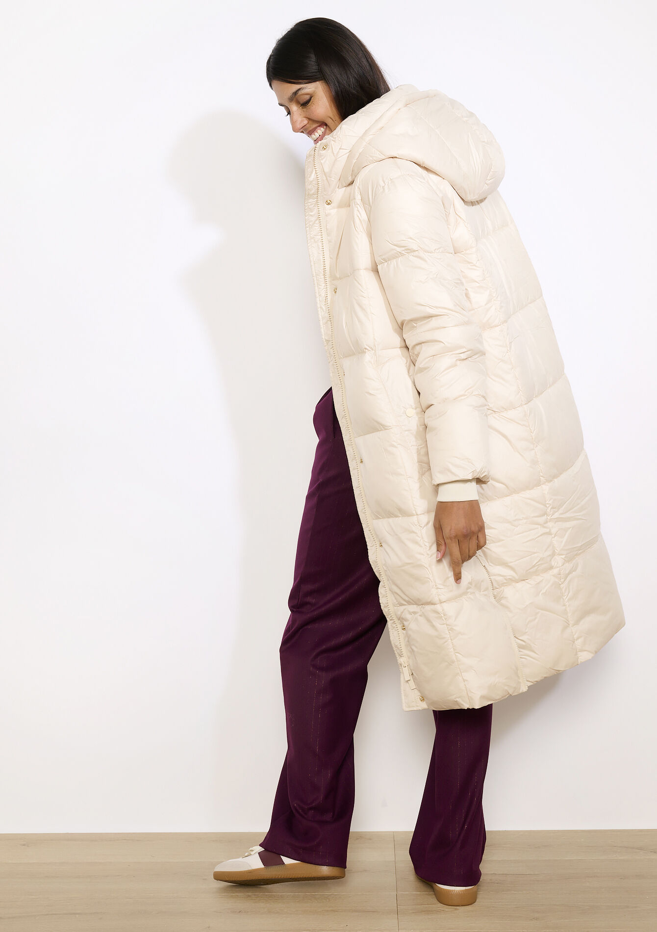 Lange gewatteerde jas, Lange gewatteerde jas - VANILLA WHITE - 23000775_1013