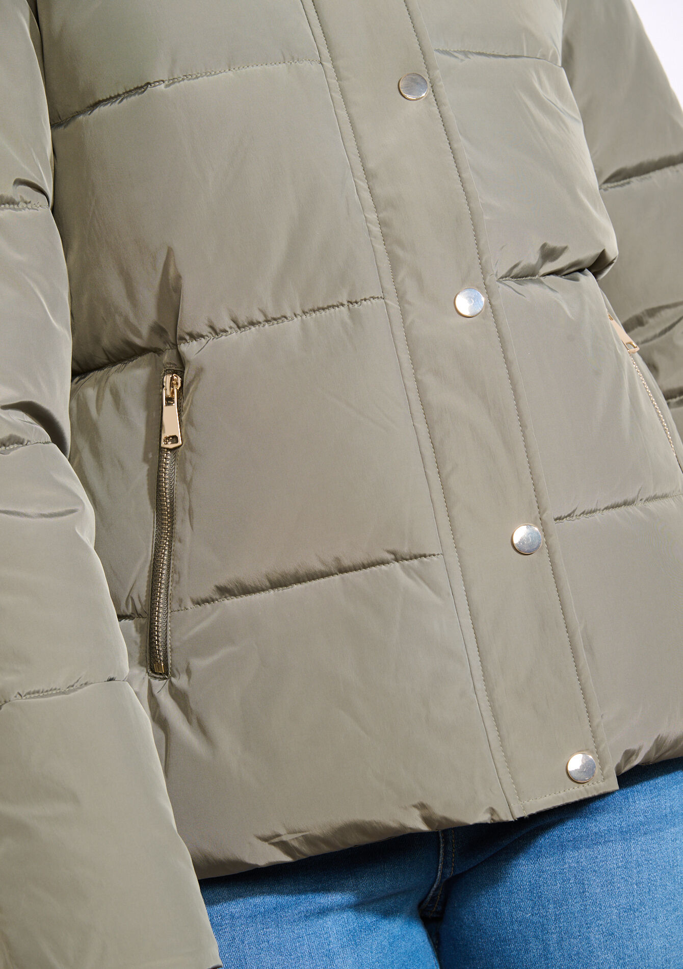 Doudoune courte matelassée - KHAKI FADED - 23000736_4326