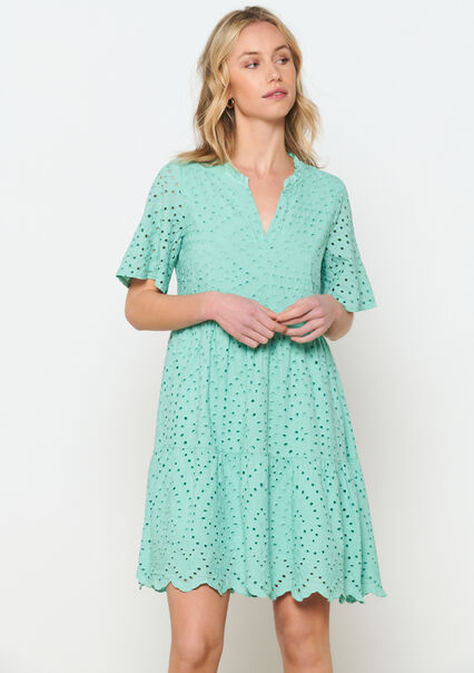 Short dress in broderie anglaise - LIGHT GREEN PASTEL - 08103579_1822