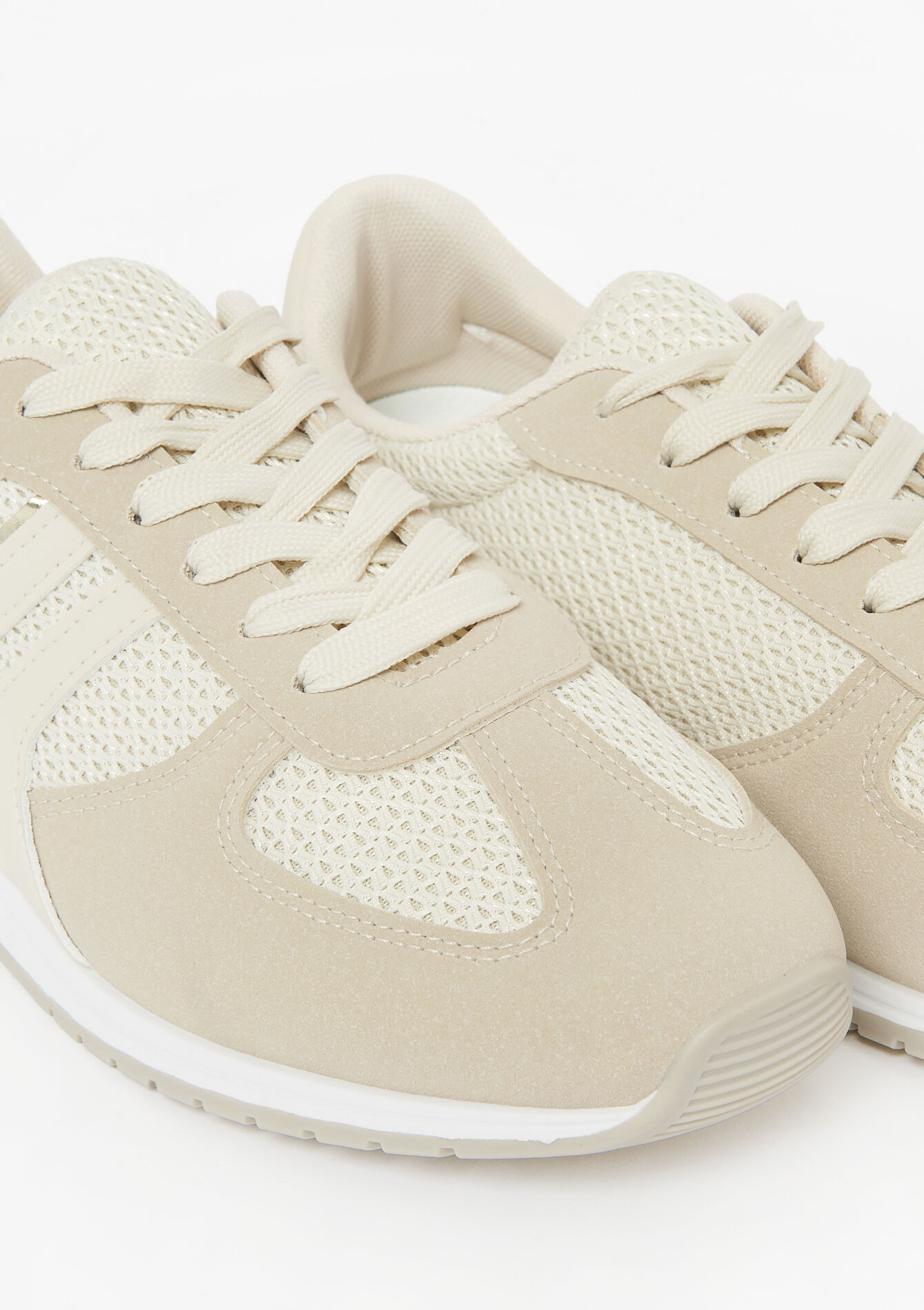 Mixed-material sneakers - LT BEIGE - 13000845_2527
