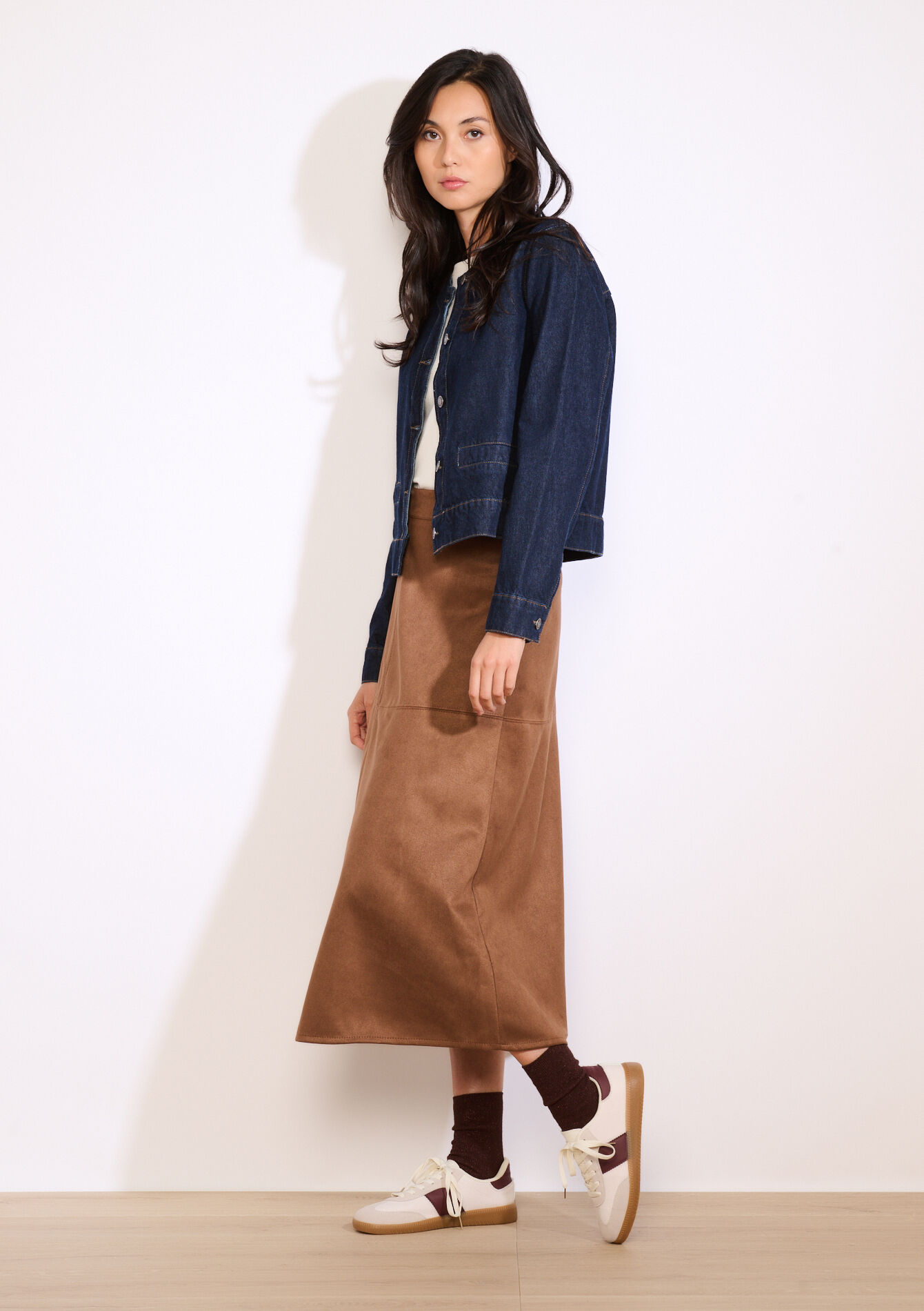 Midi-rok met suèdelook, Midi-rok met suèdelook - CARAMEL - 07101407_1953