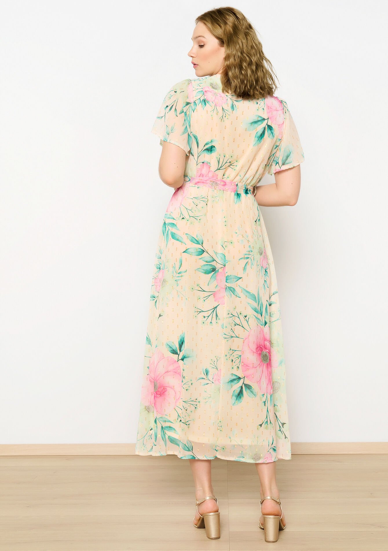 Maxi dress with floral print, Maxi dress with floral print - VANILLA WHITE - 08103670