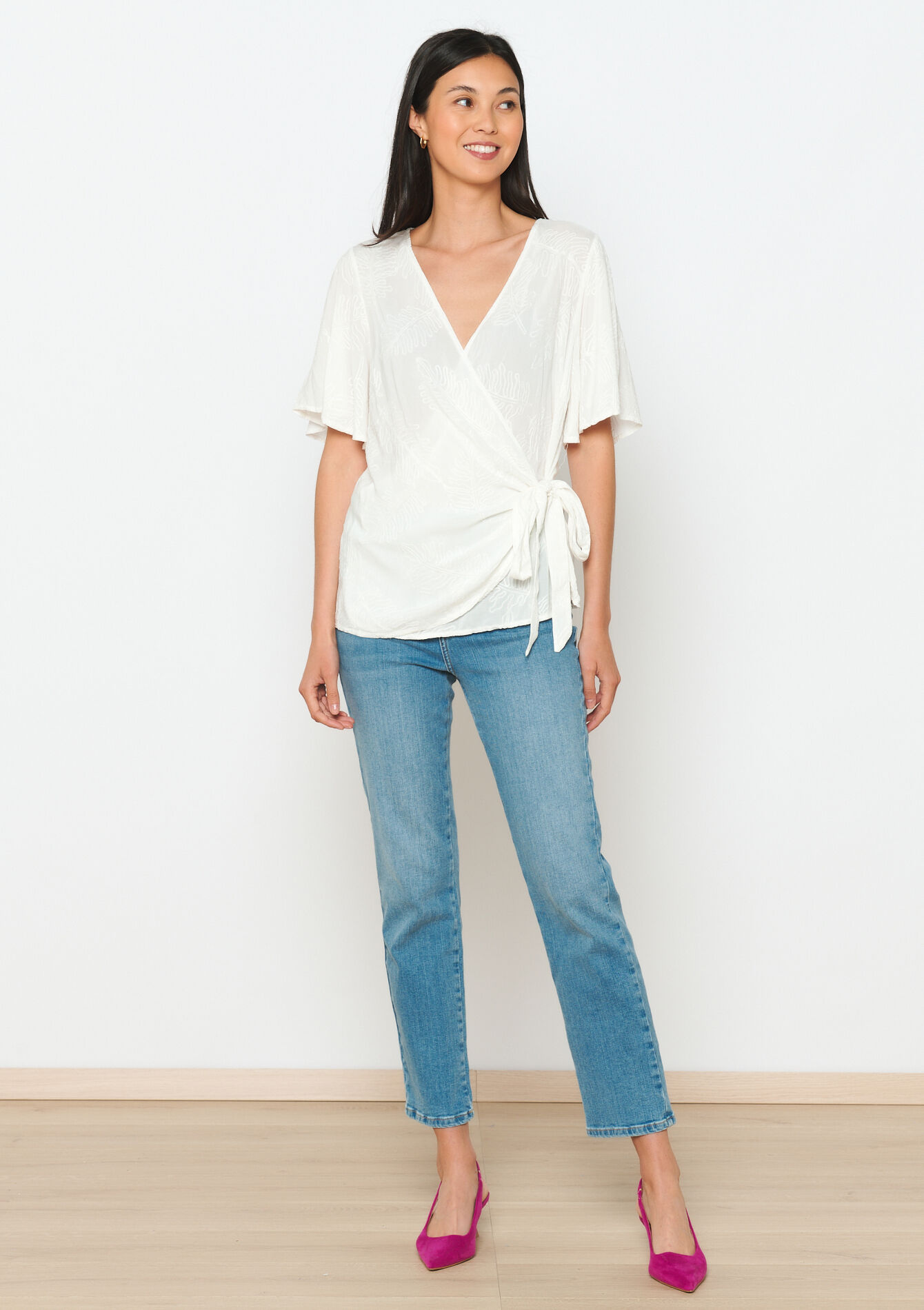 Haut cache-coeur avec broderie, Haut cache-coeur avec broderie - OFFWHITE - 05702548_1001