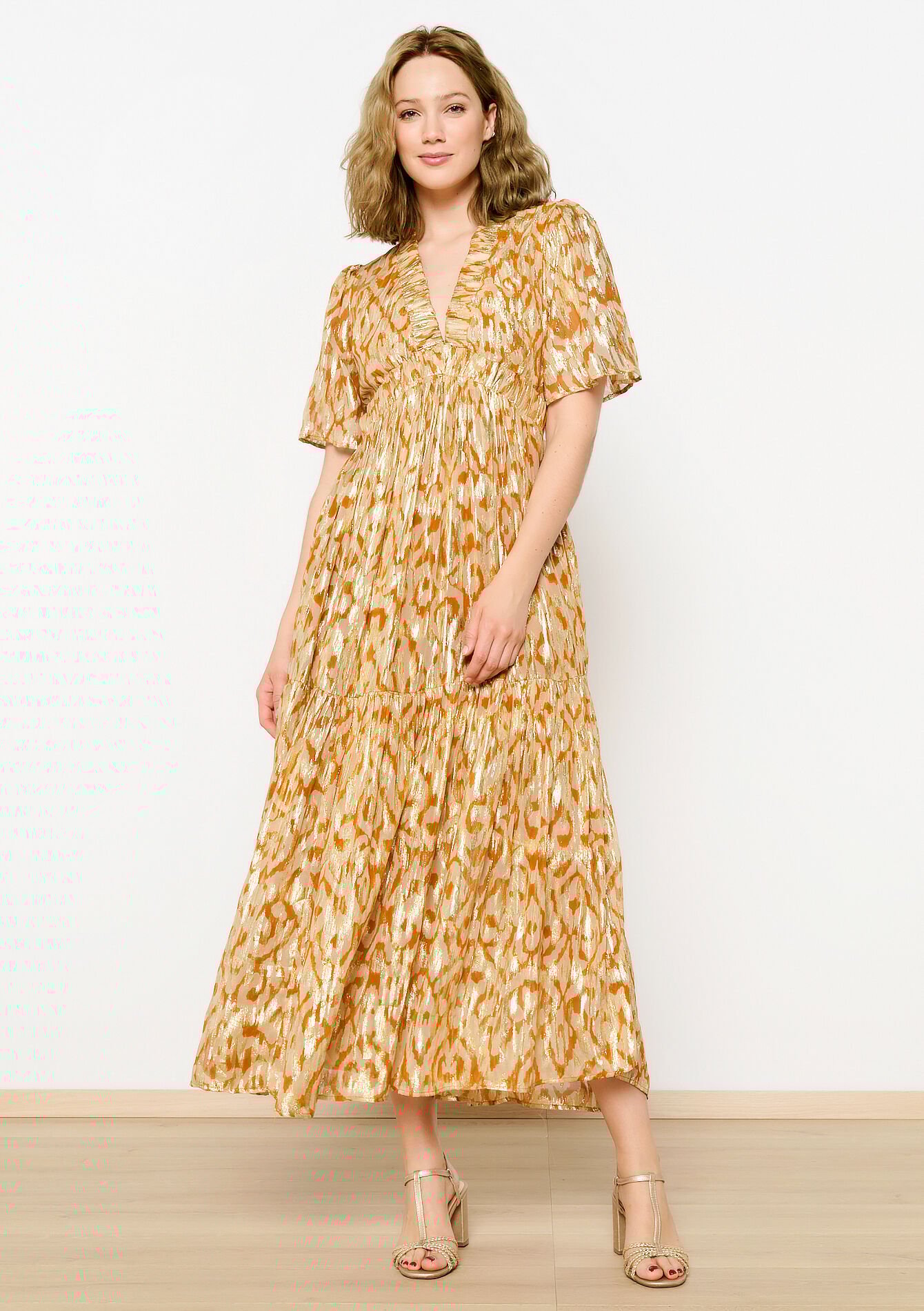 Robe longue avec ouverture, Robe longue avec ouverture - OCHER HONEY - 08602319_5112