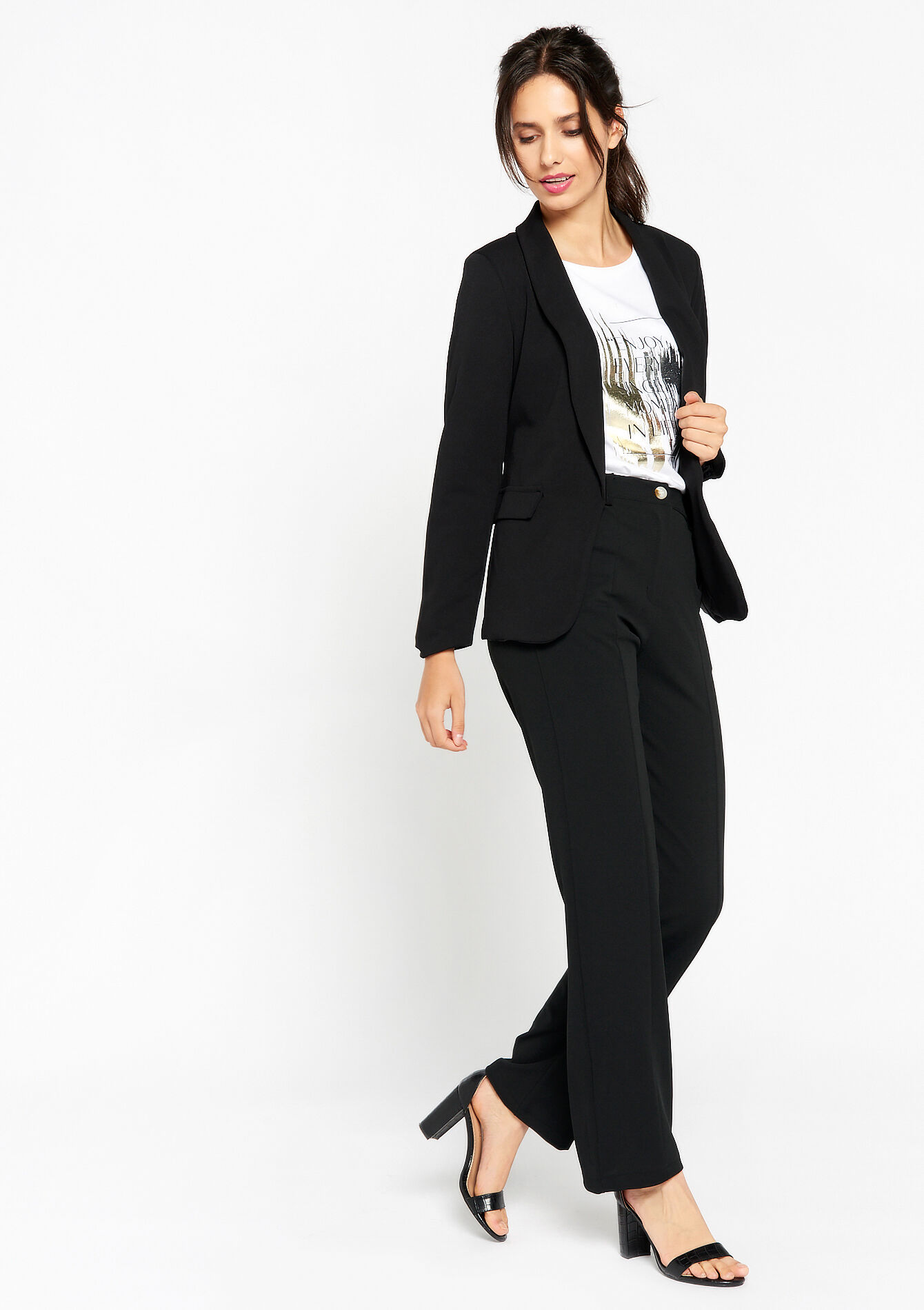 Blazer met smokingkraag, Blazer met smokingkraag - BLACK - 09100824_0503