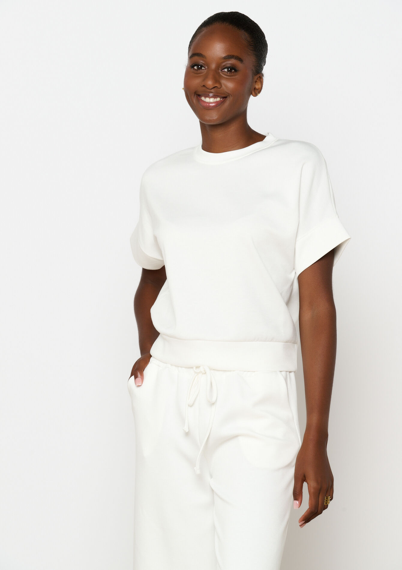 T-shirt in sweatstof, T-shirt in sweatstof - OFFWHITE - 15100292_1001