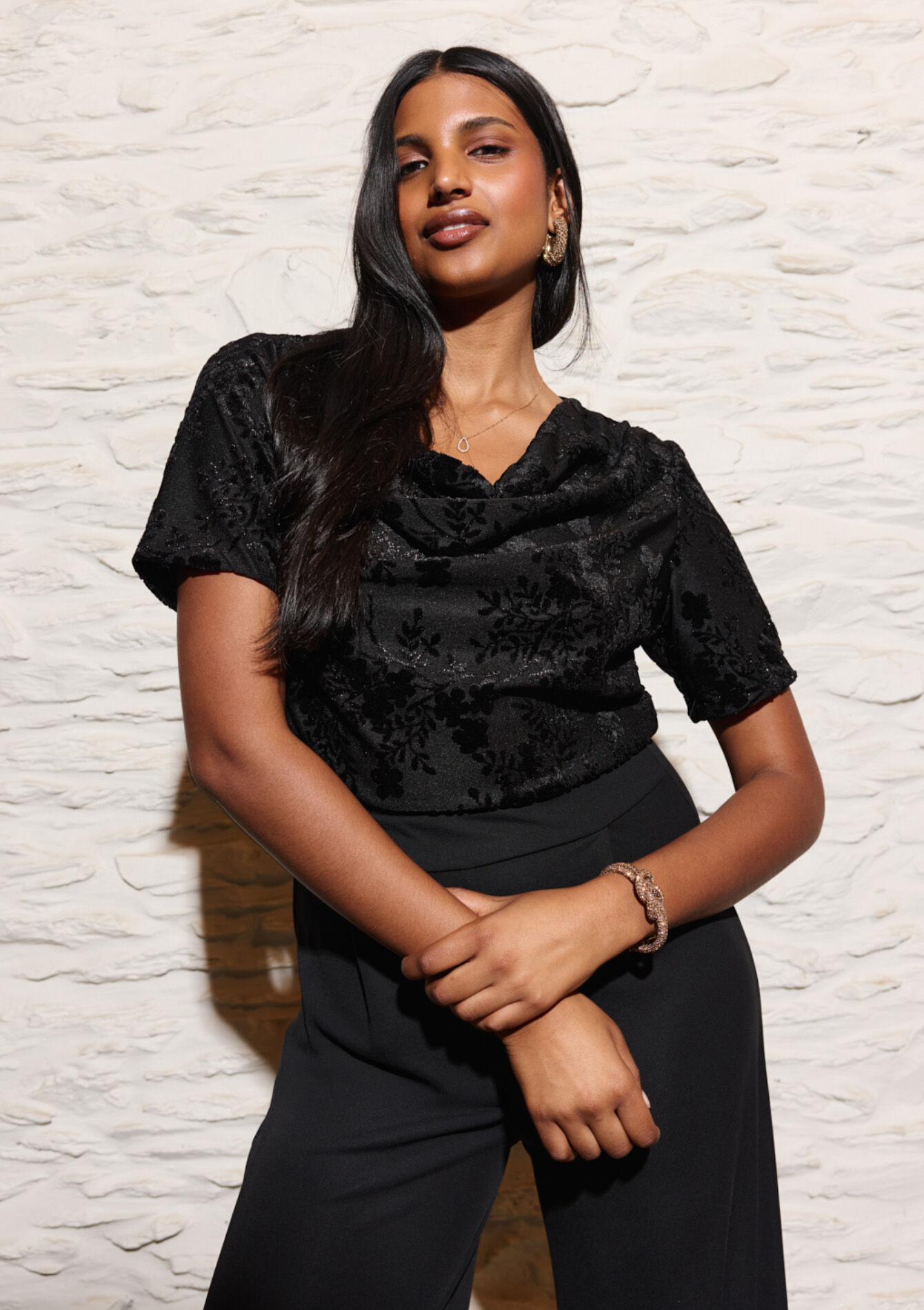 Combinaison bi-matière velours, Combinaison bi-matière velours - BLACK - 06004692_1119