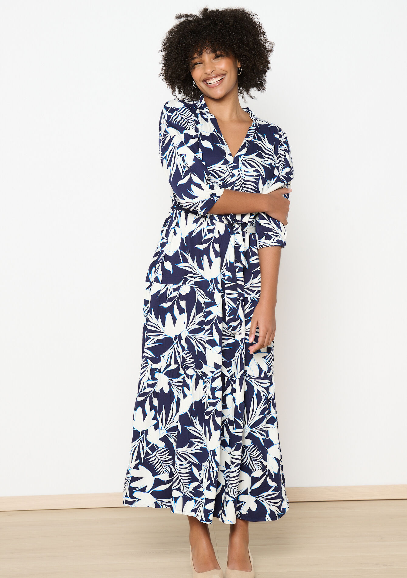 Maxi-jurk met bloemenprint, Maxi-jurk met bloemenprint - NAVY BASIC - 08103879_2723