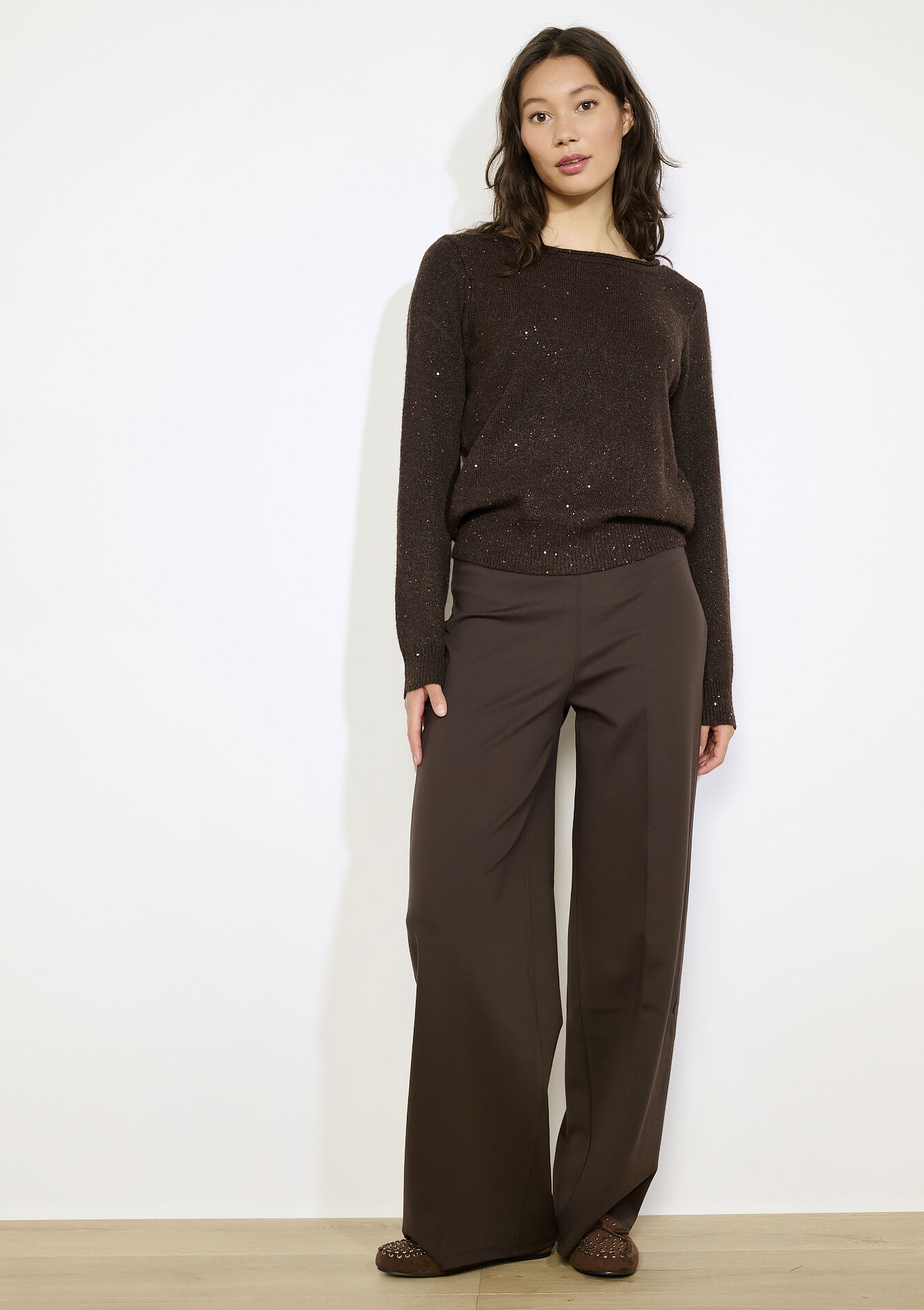 Zachte glittertrui, Zachte glittertrui - BROWN DARK CHOCOLATE - 04006935_3720
