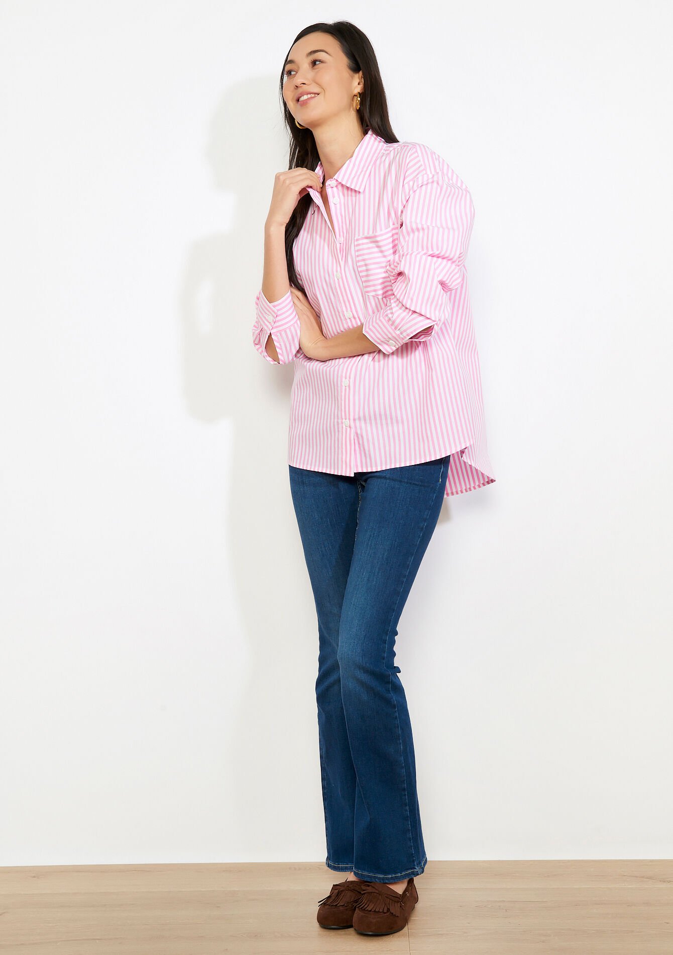 Oversized gestreept hemd - LIGHT PINK - 05702931_1303