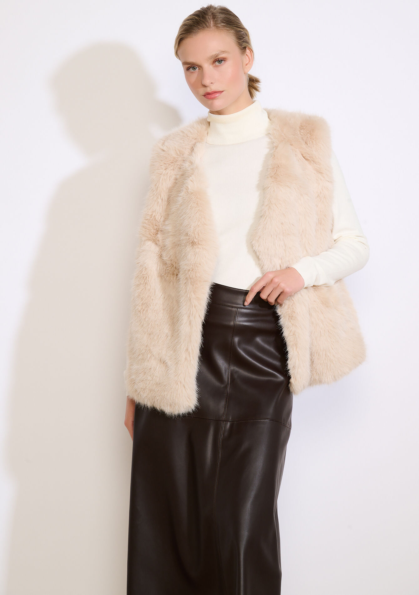 Zachte mouwloze gilet, Zachte mouwloze gilet - LT BEIGE - 23000771_2527