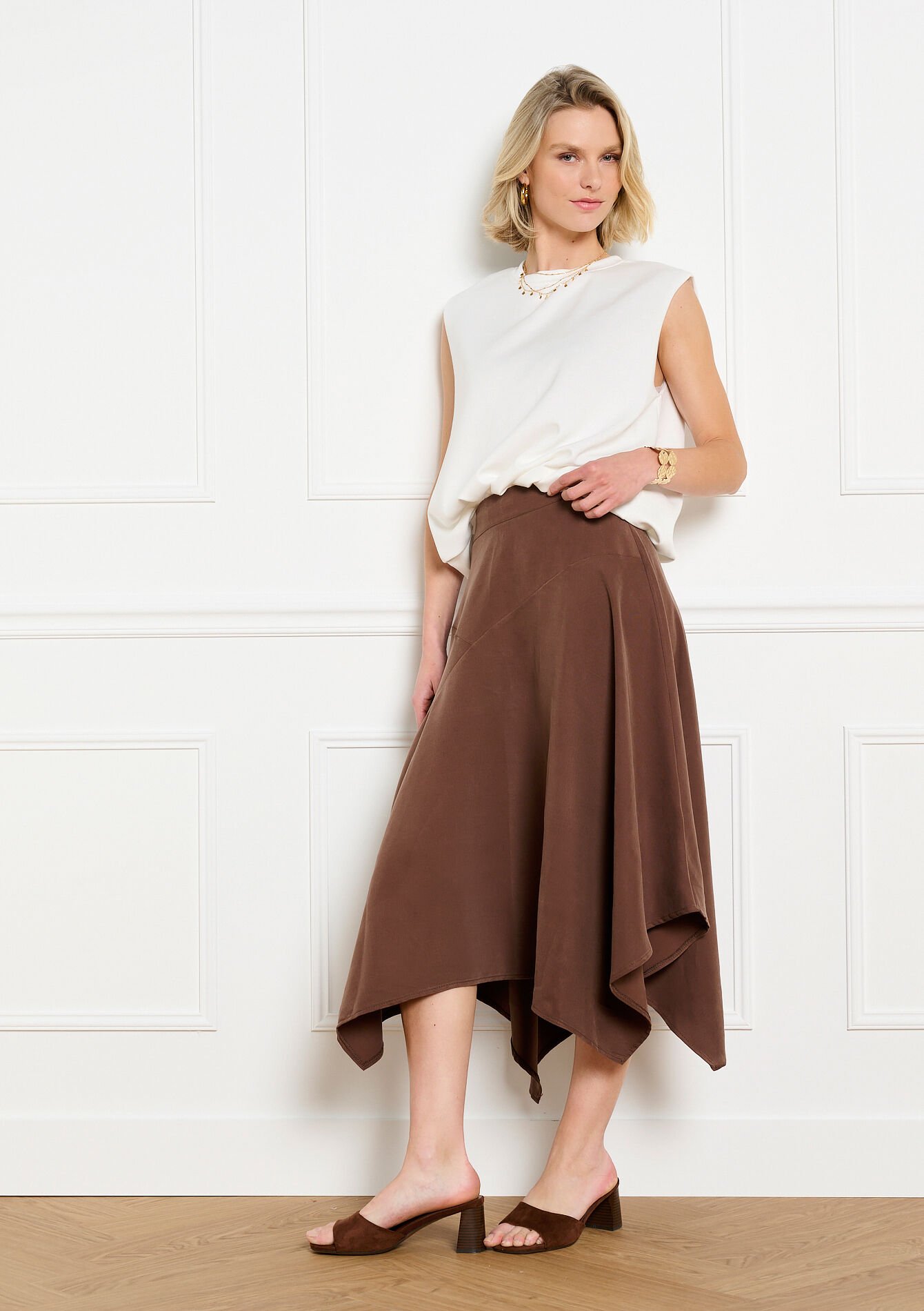 Asymmetrische midi rok, Asymmetrische midi rok, , hi-res