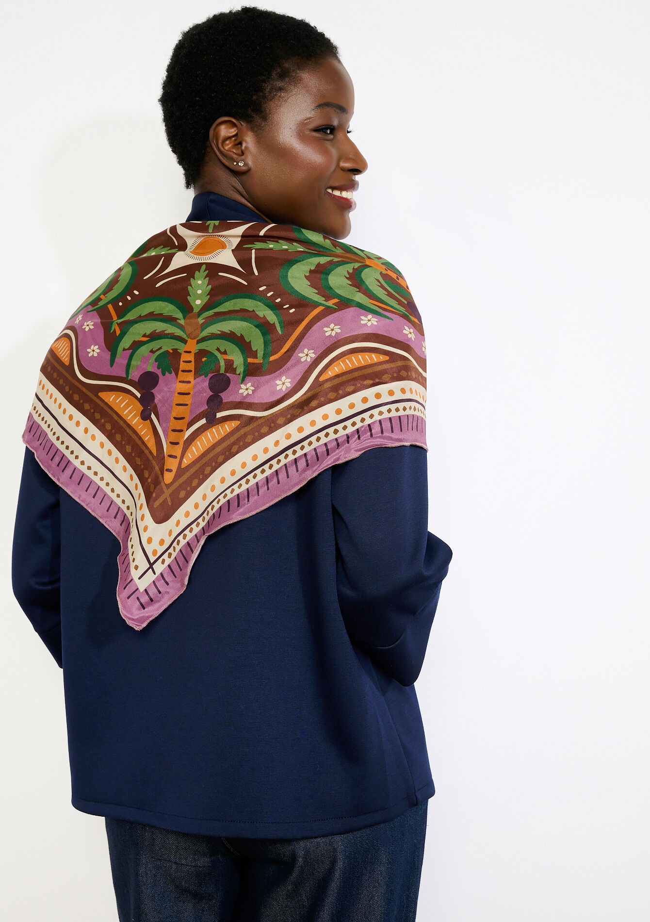 Zijden carré met juweelaccent, Zijden carré met juweelaccent - BROWN COFFEE - 17101555_3717