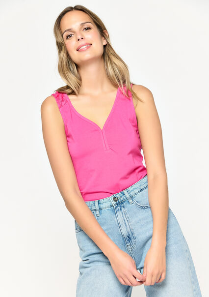 Top with V-neck - FUCHSIA PINK - 02200270_2518