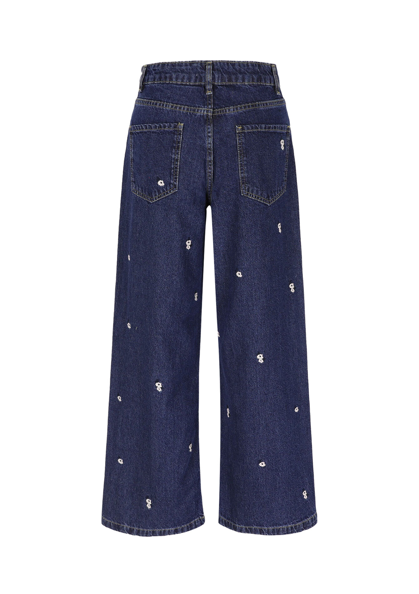 Hoge taille geborduurde jeans, Hoge taille geborduurde jeans - DARK BLUE - 22000622_0501