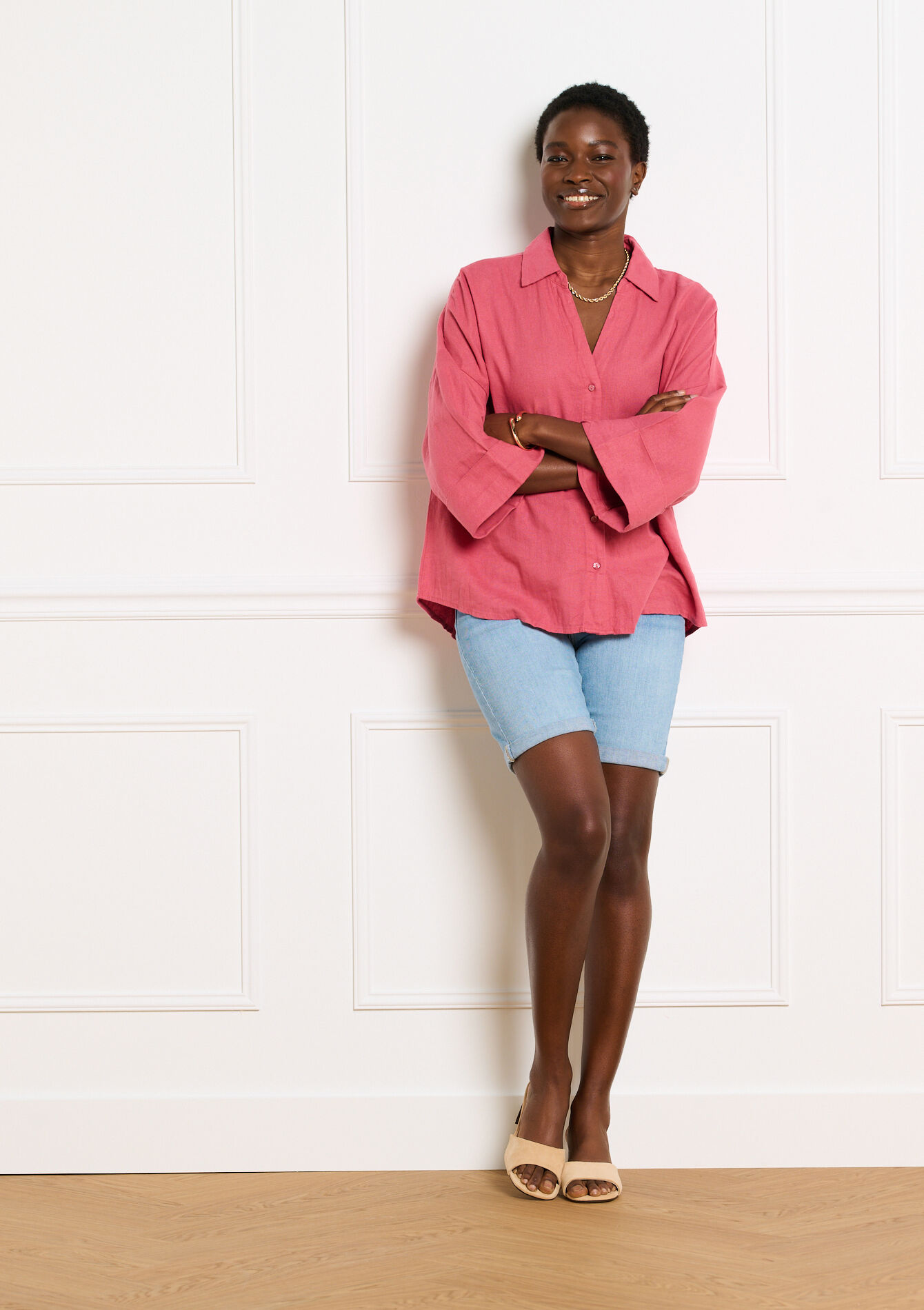 Losvallend shirt met wijde mouwen - COSMETIC PINK - 05702965_5733