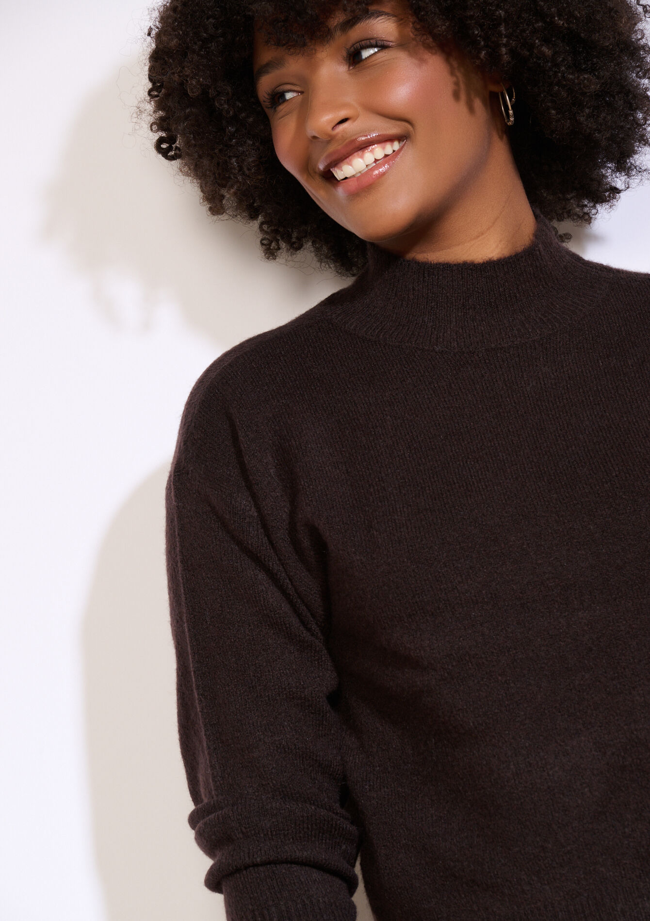 Zachte trui met col - BROWN DARK CHOCOLATE - 04006914_3720