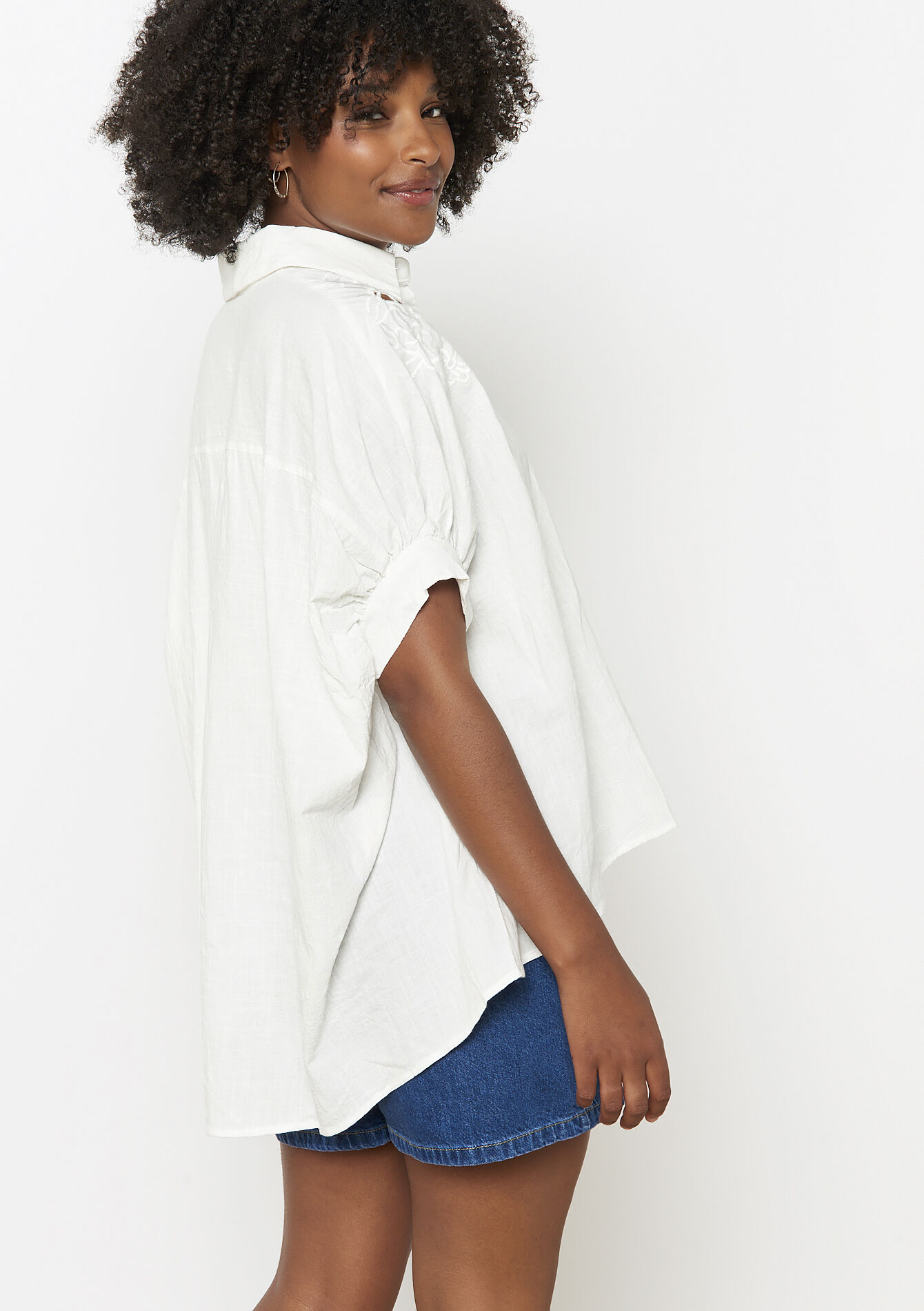 Chemise ajourée oversize - OPTICAL WHITE - 05702817_1019