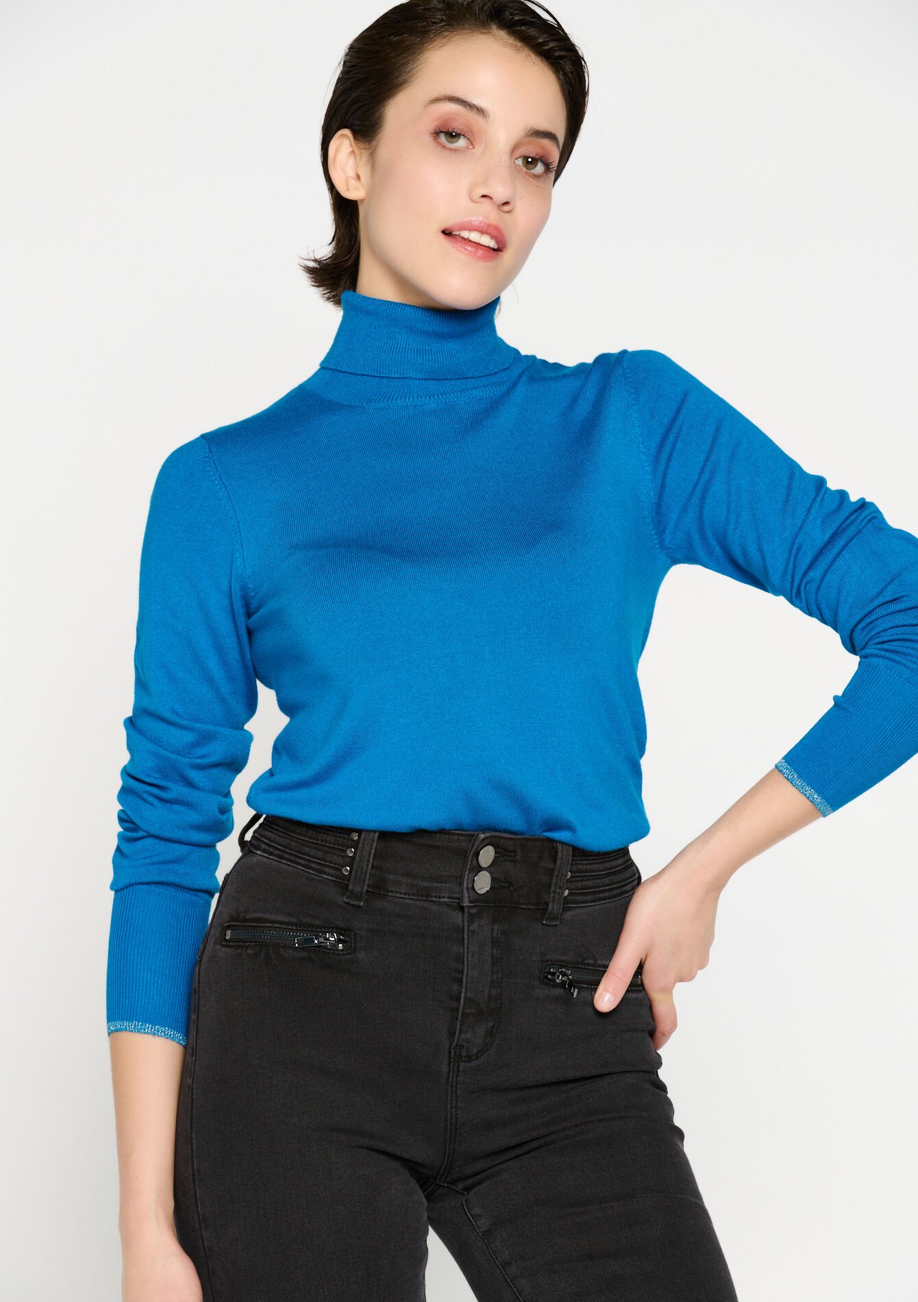 Col roulé uni - TURQUOISE - 04101037_1759